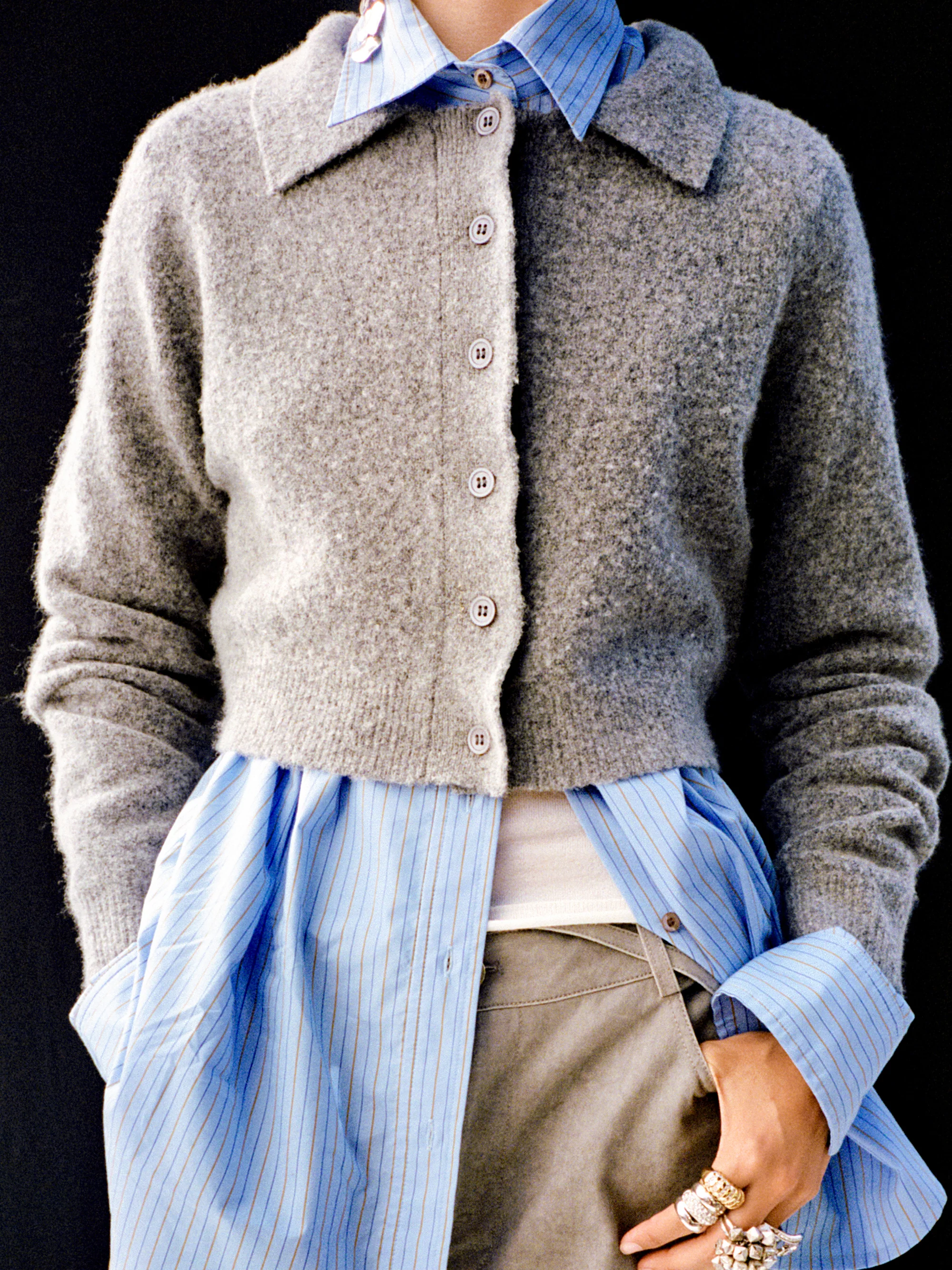 ADA CROPPED CARDI - CHARCOAL - Image 2