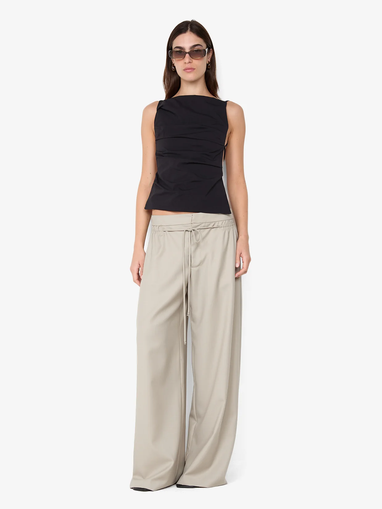 ALLIRA TIE TOP - BLACK