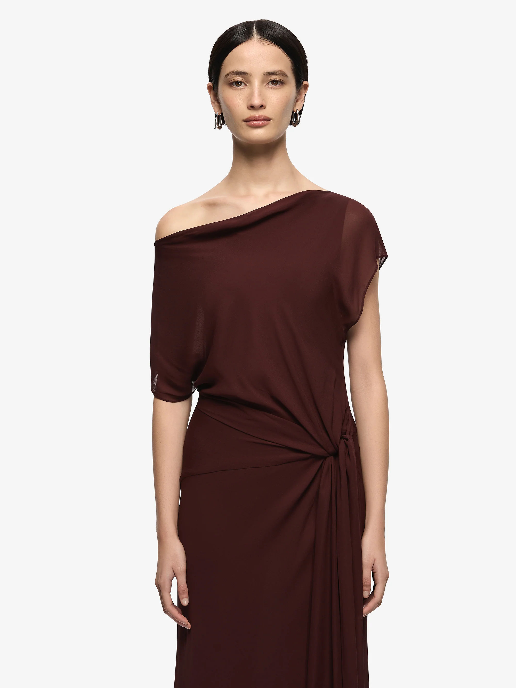 AMANDA DRAPE MAXI DRESS - RAISIN - Image 2