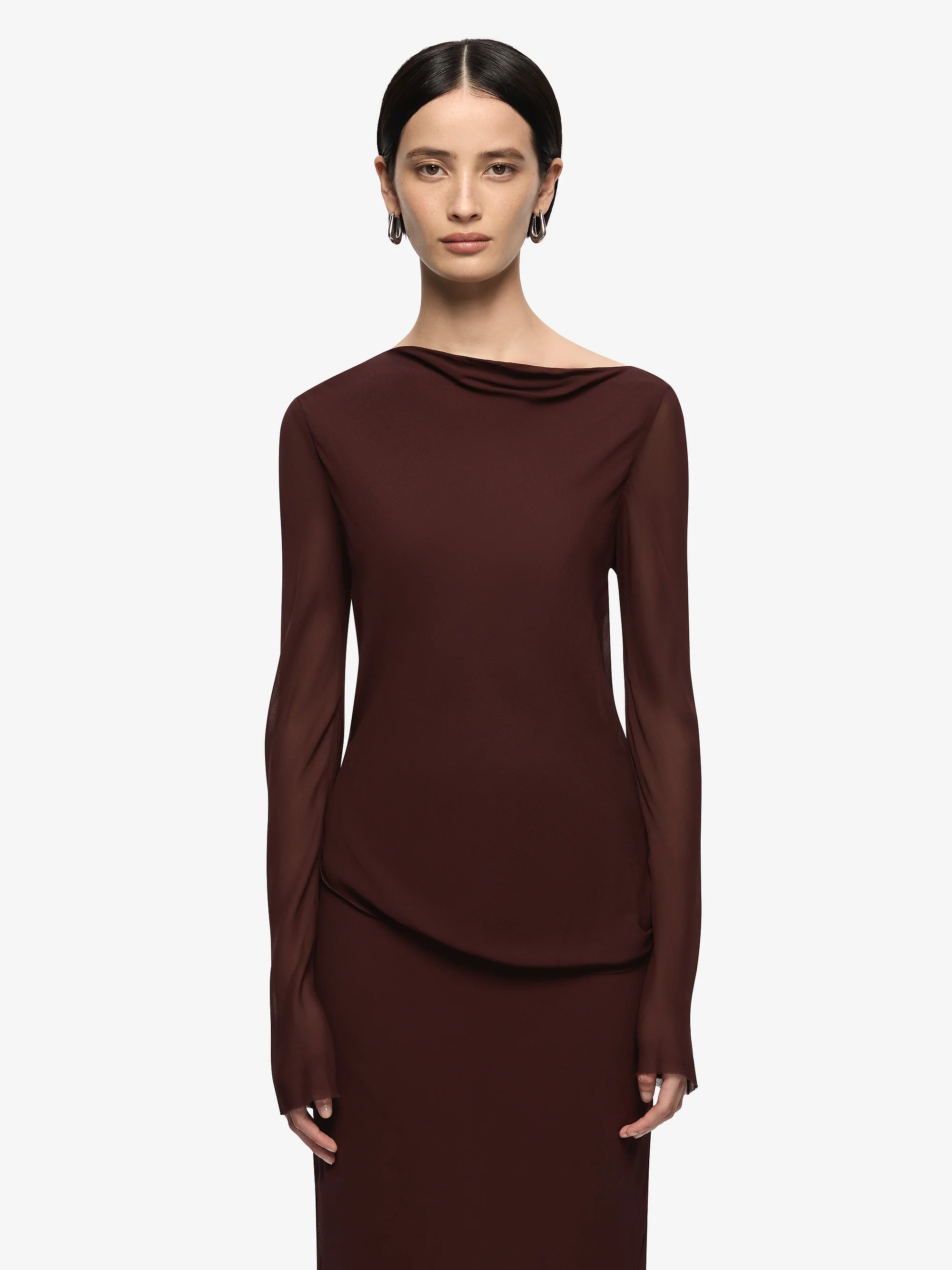 AMANDA LONG SLEEVE MAXI DRESS - RAISIN - Image 3