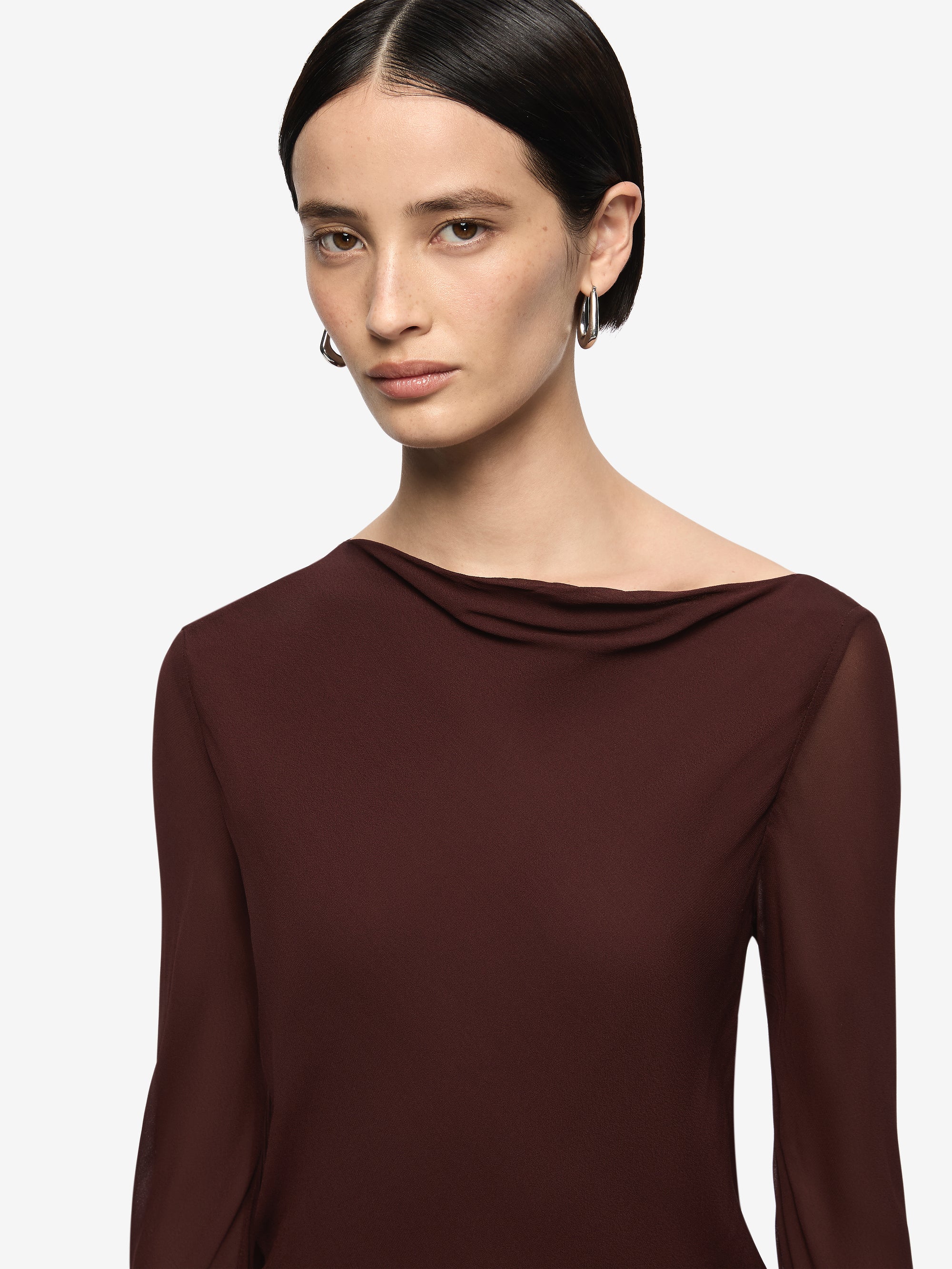 AMANDA LONG SLEEVE MAXI DRESS - RAISIN - Image 4