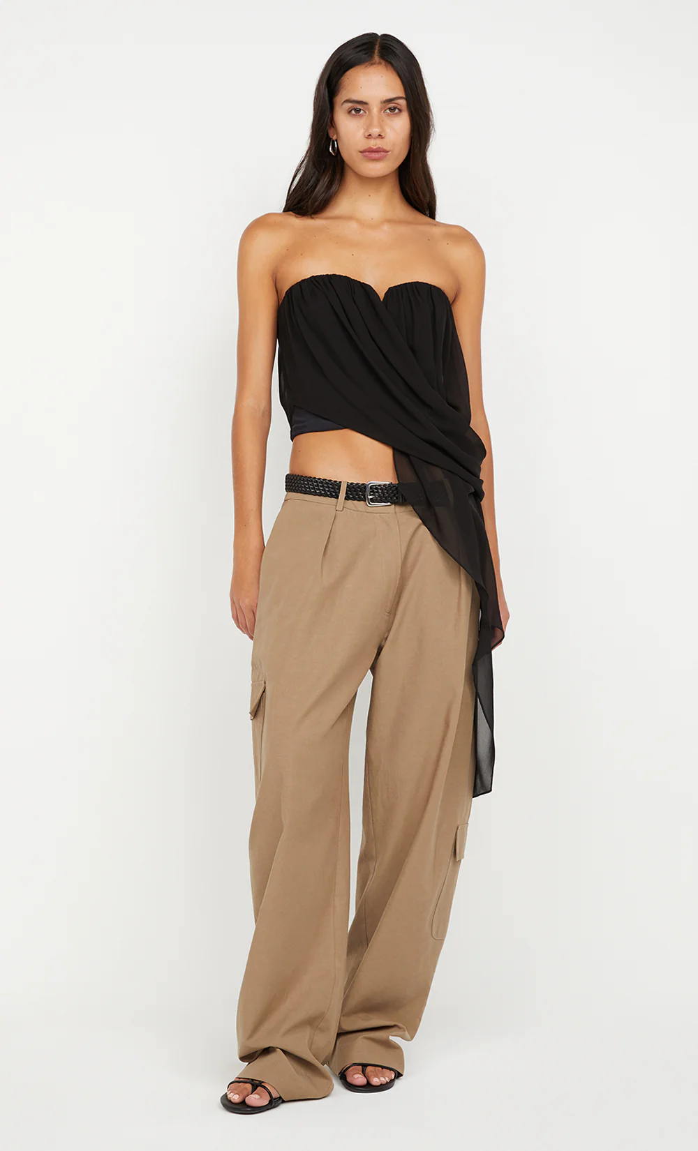 AMIAH DRAPE TOP - BLACK