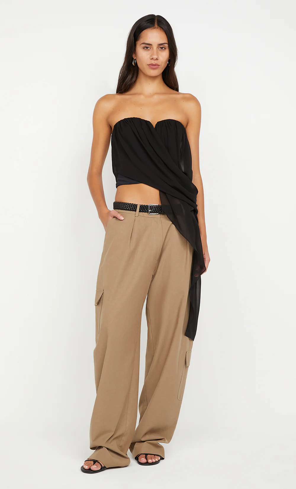 AMIAH DRAPE TOP - BLACK - Image 3