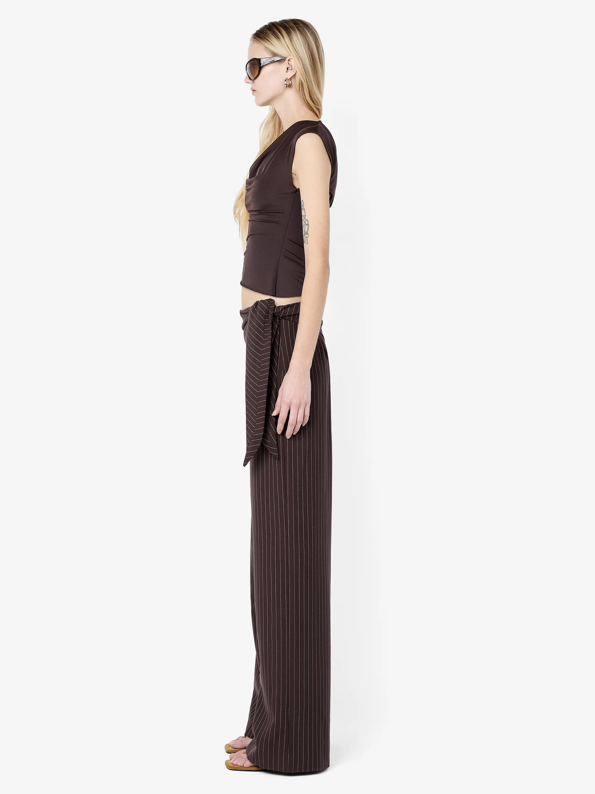 ANDRE OVERLAY PANT - CHOC PINSTRIPE - Image 3