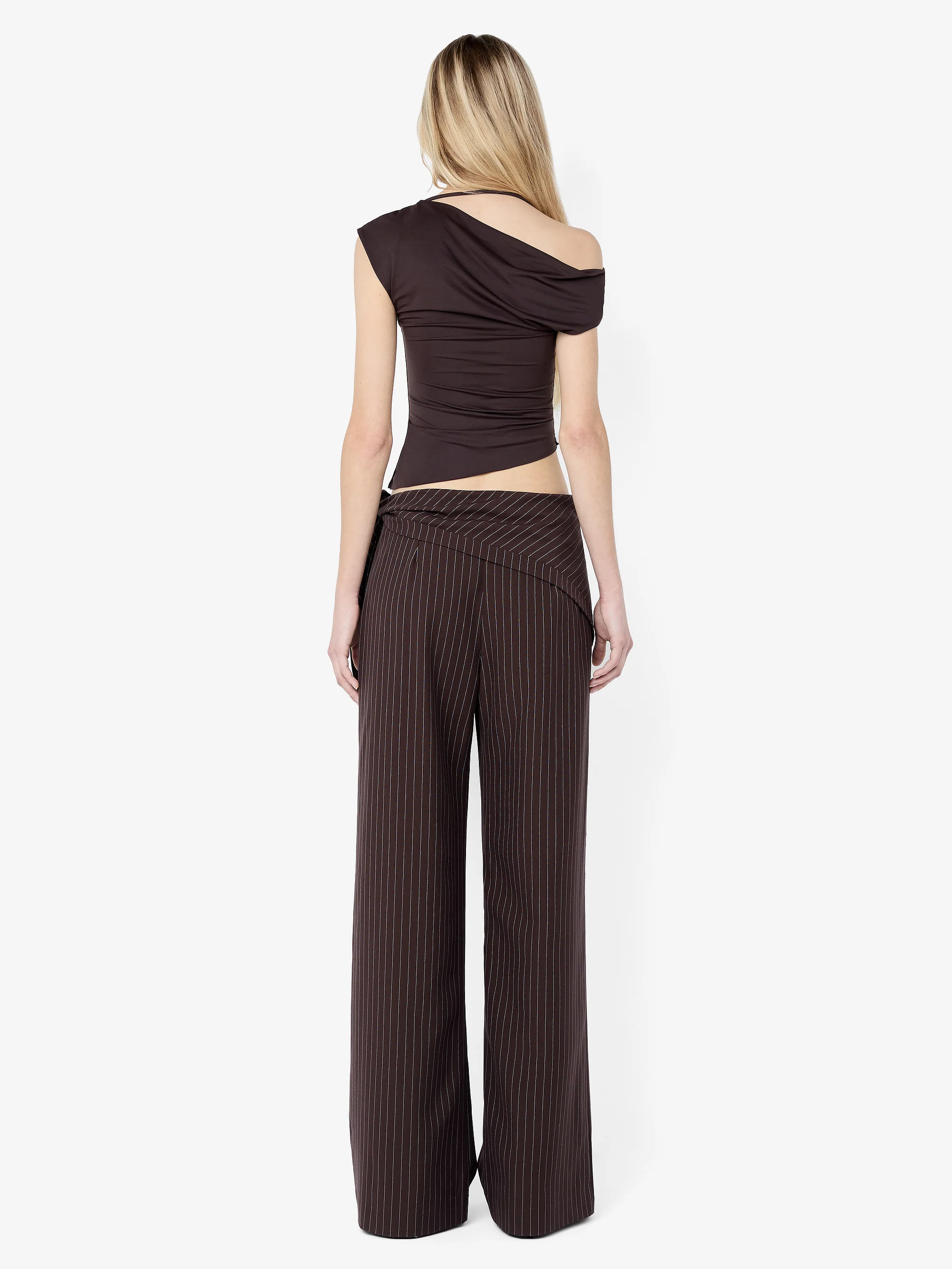 ANDRE OVERLAY PANT - CHOC PINSTRIPE - Image 4
