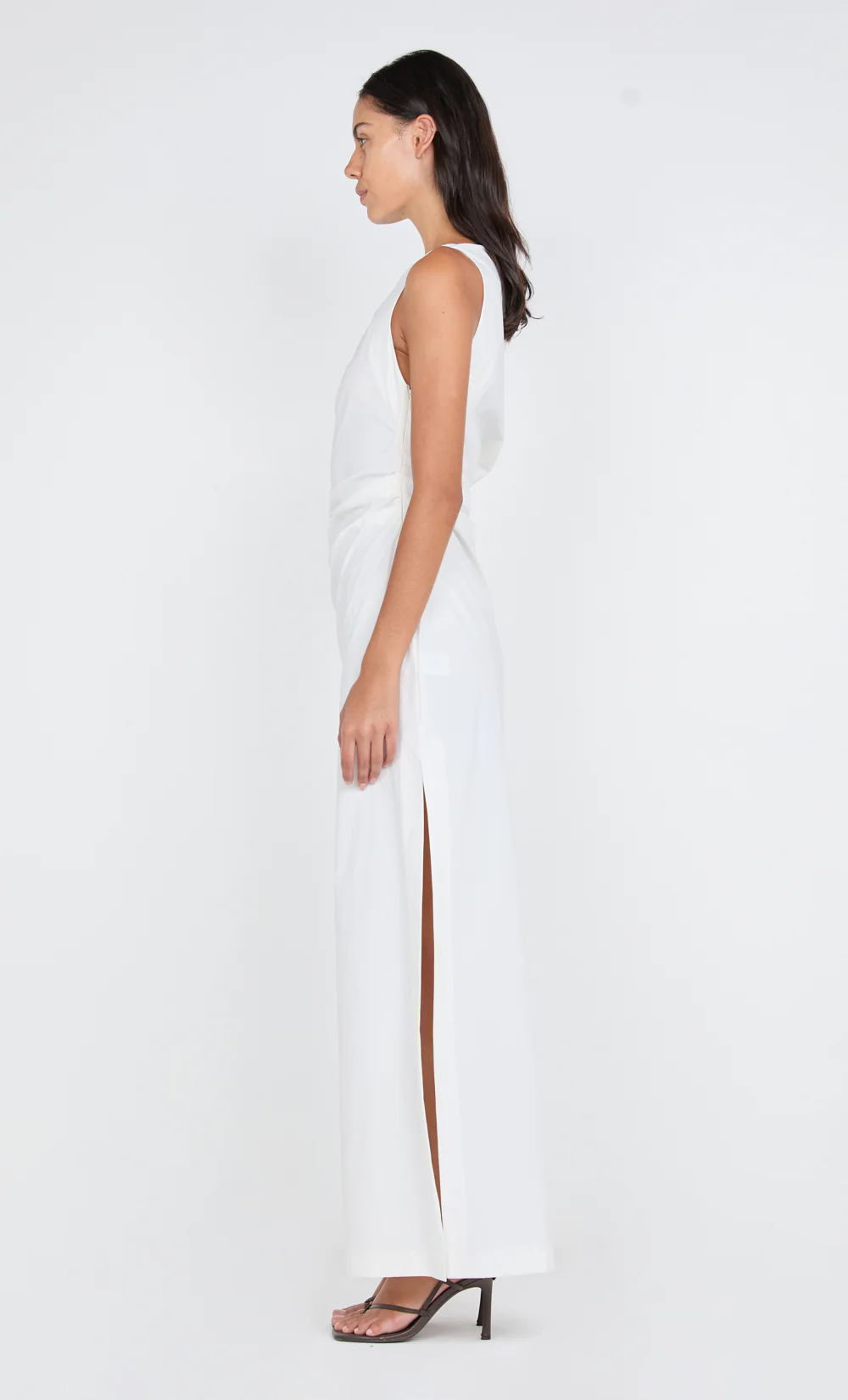 ANGELINA ASYM MAXI DRESS - IVORY - Image 3