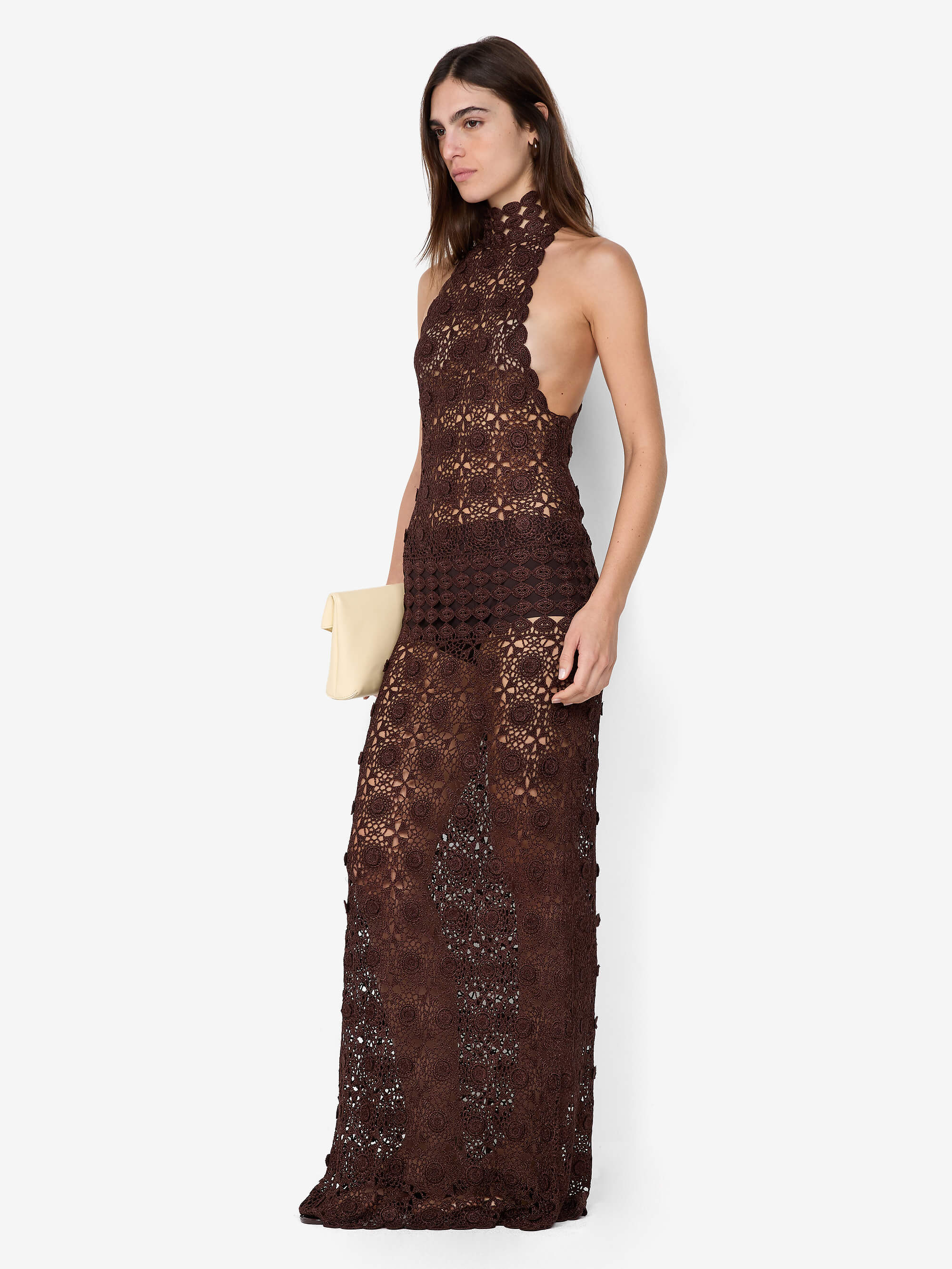ANIA HALTER MAXI DRESS - DARK CHOCOLATE - Image 3