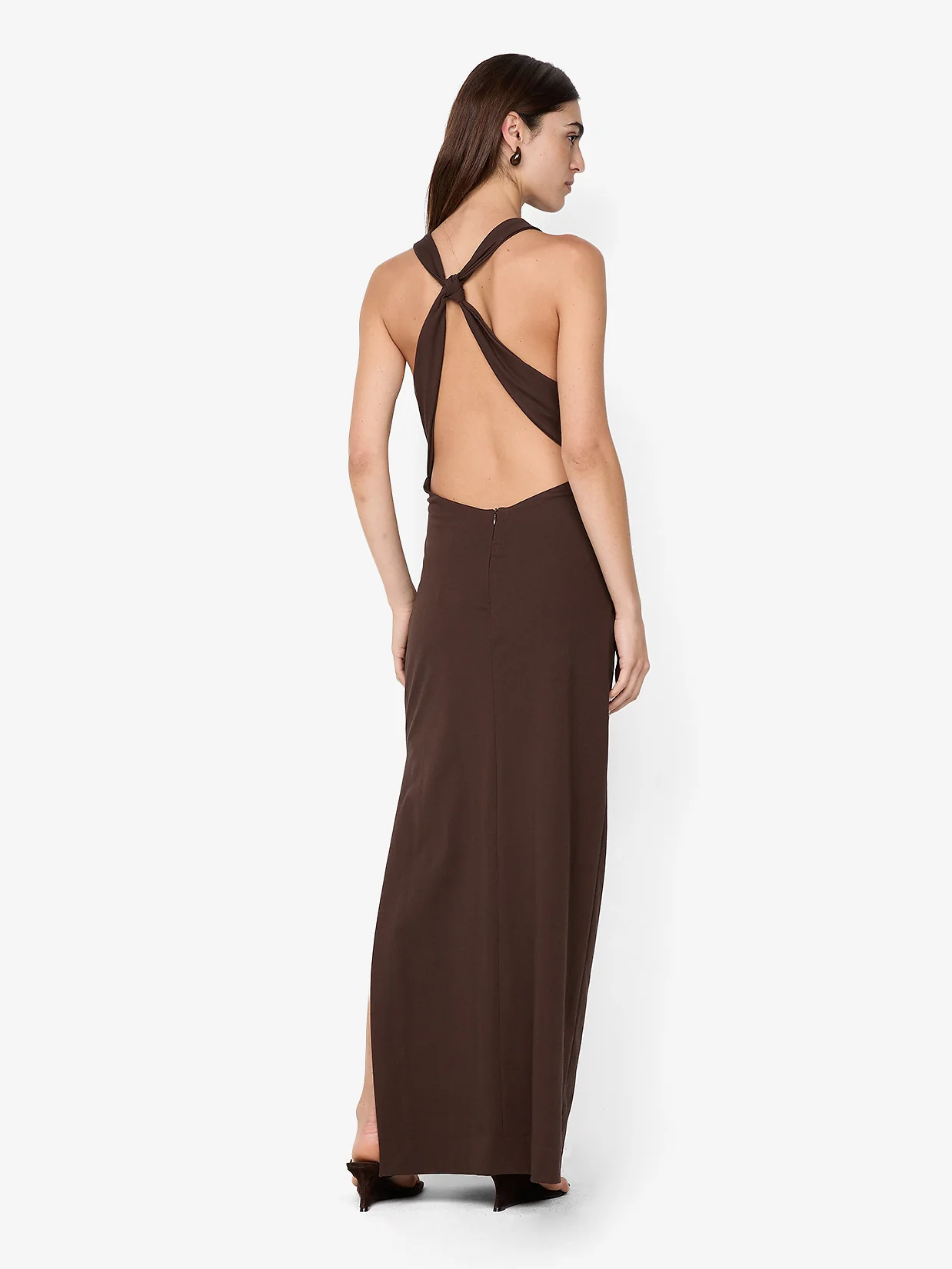 ANNETTA COWL NECK MAXI DRESS - DARK CHOCOLATE - Image 2