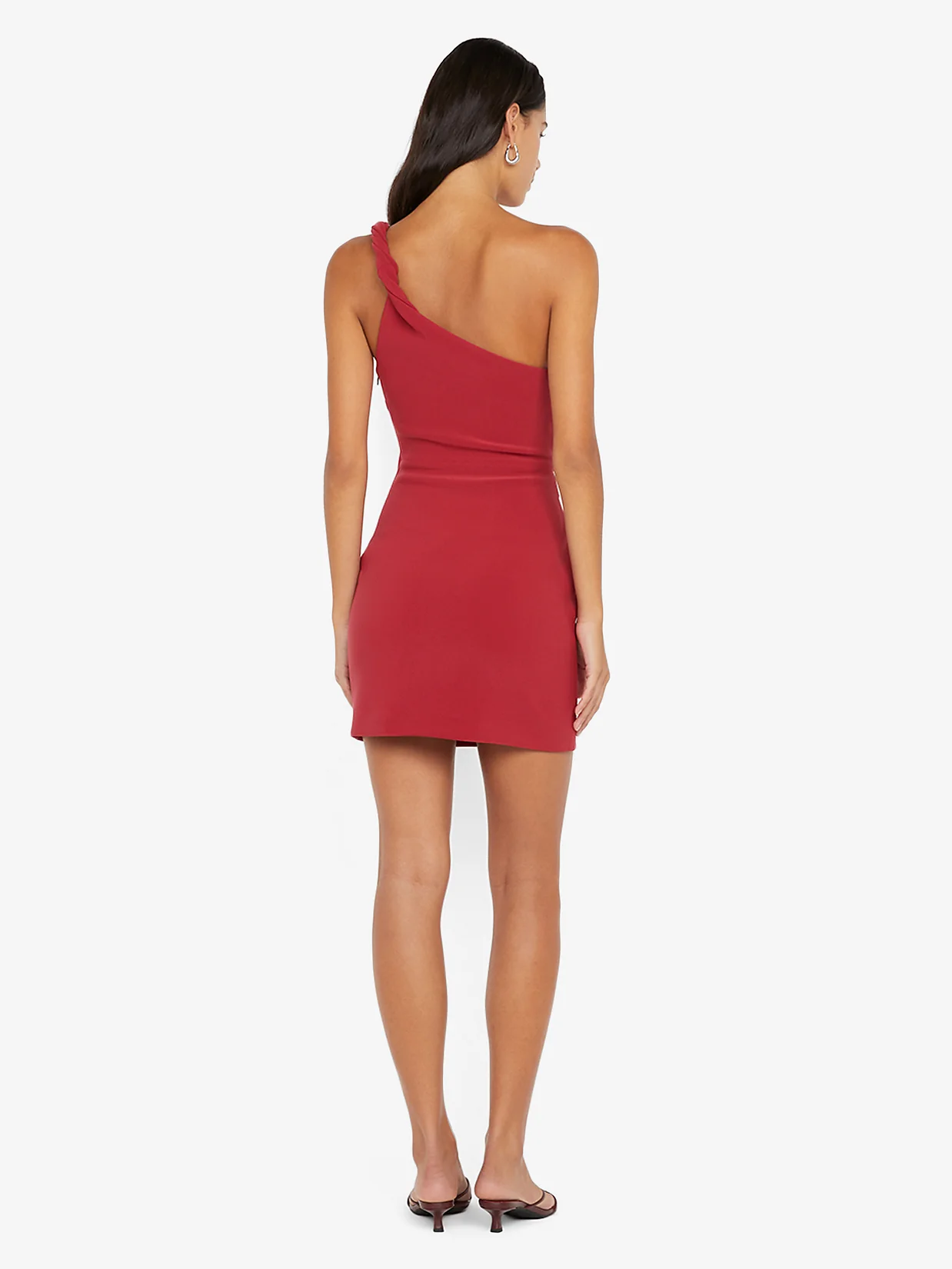 ARIVEN ASYM MINI DRESS - CHERRY - Image 4