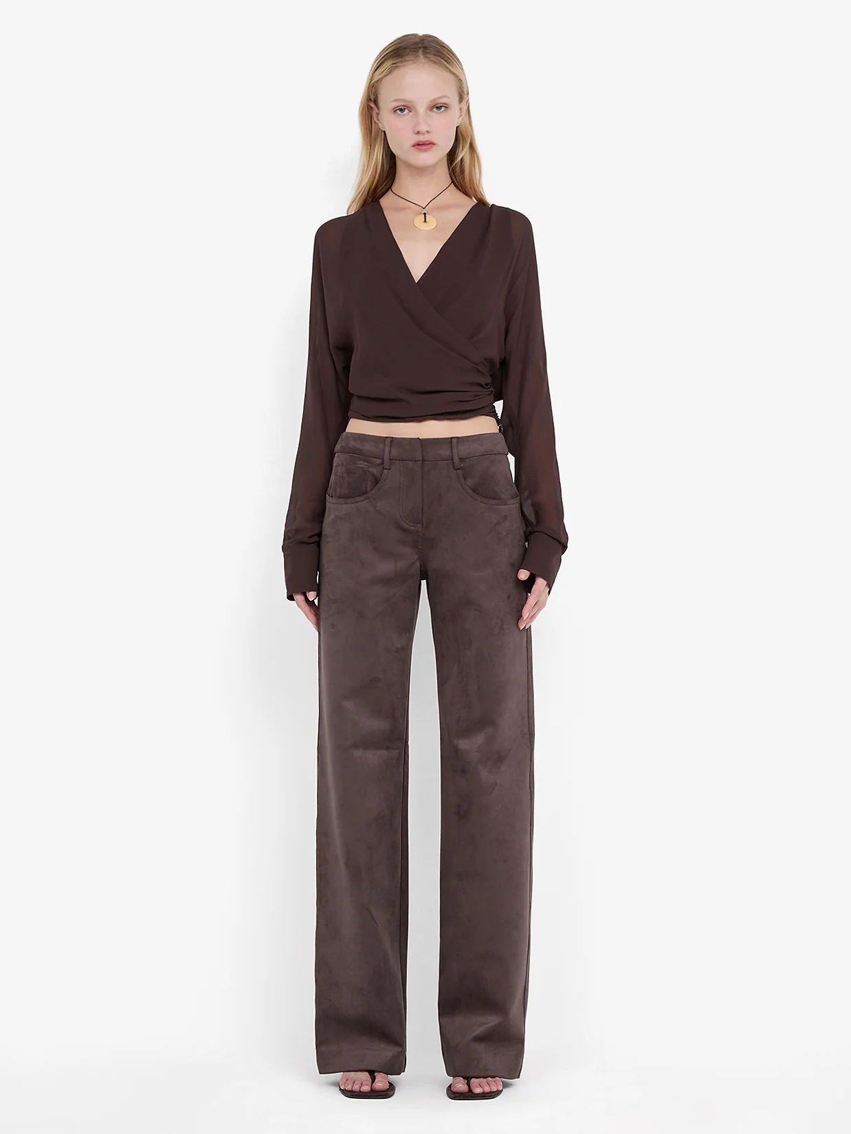 AURELIA WRAP TOP - DARK CHOCOLATE