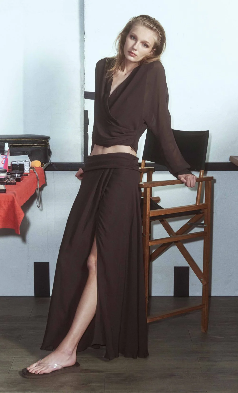 AURELIA WRAP TOP - DARK CHOCOLATE - Image 2