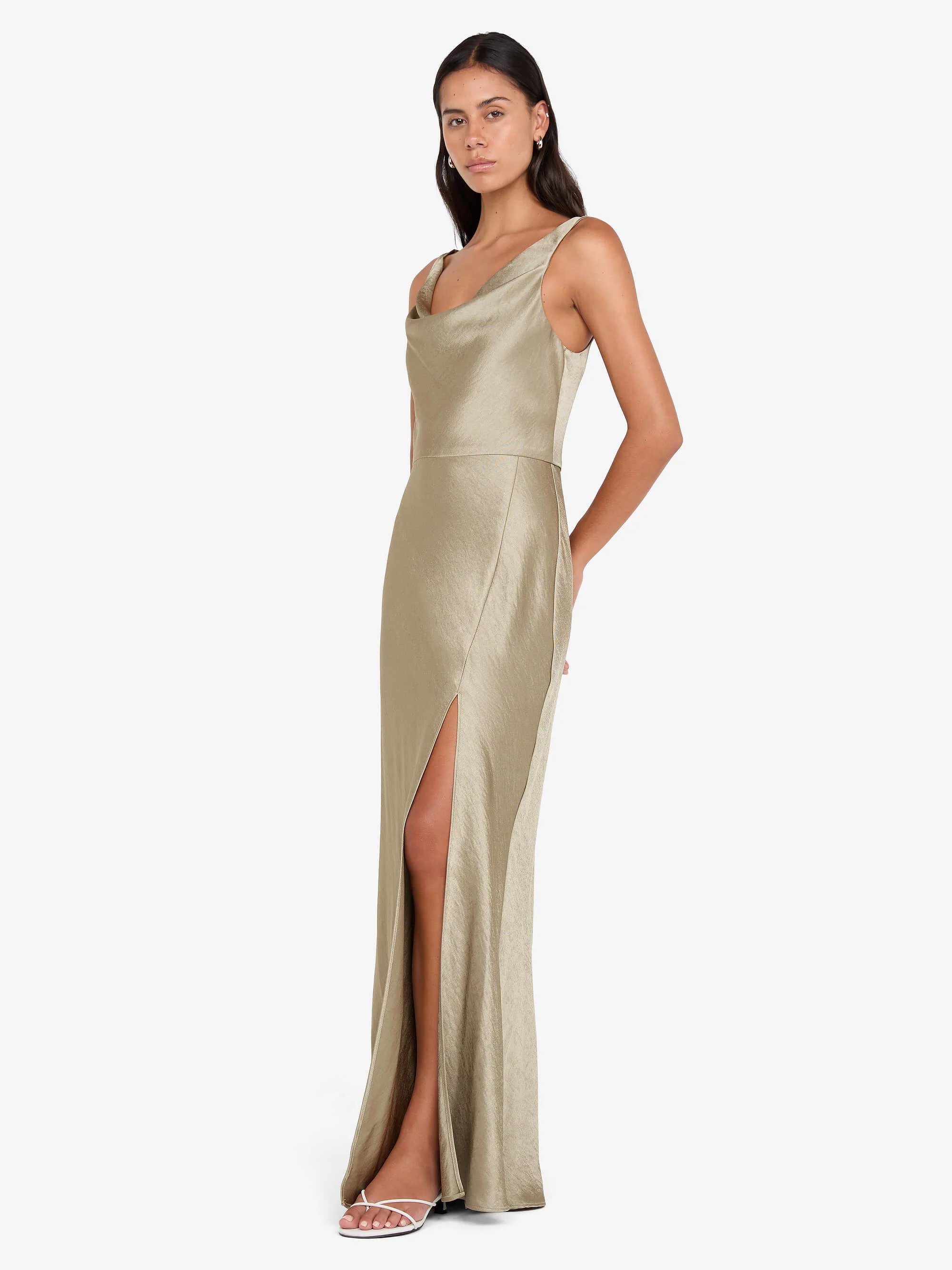 AUSTEN COWL NECK MAXI DRESS - SAGE - Image 2