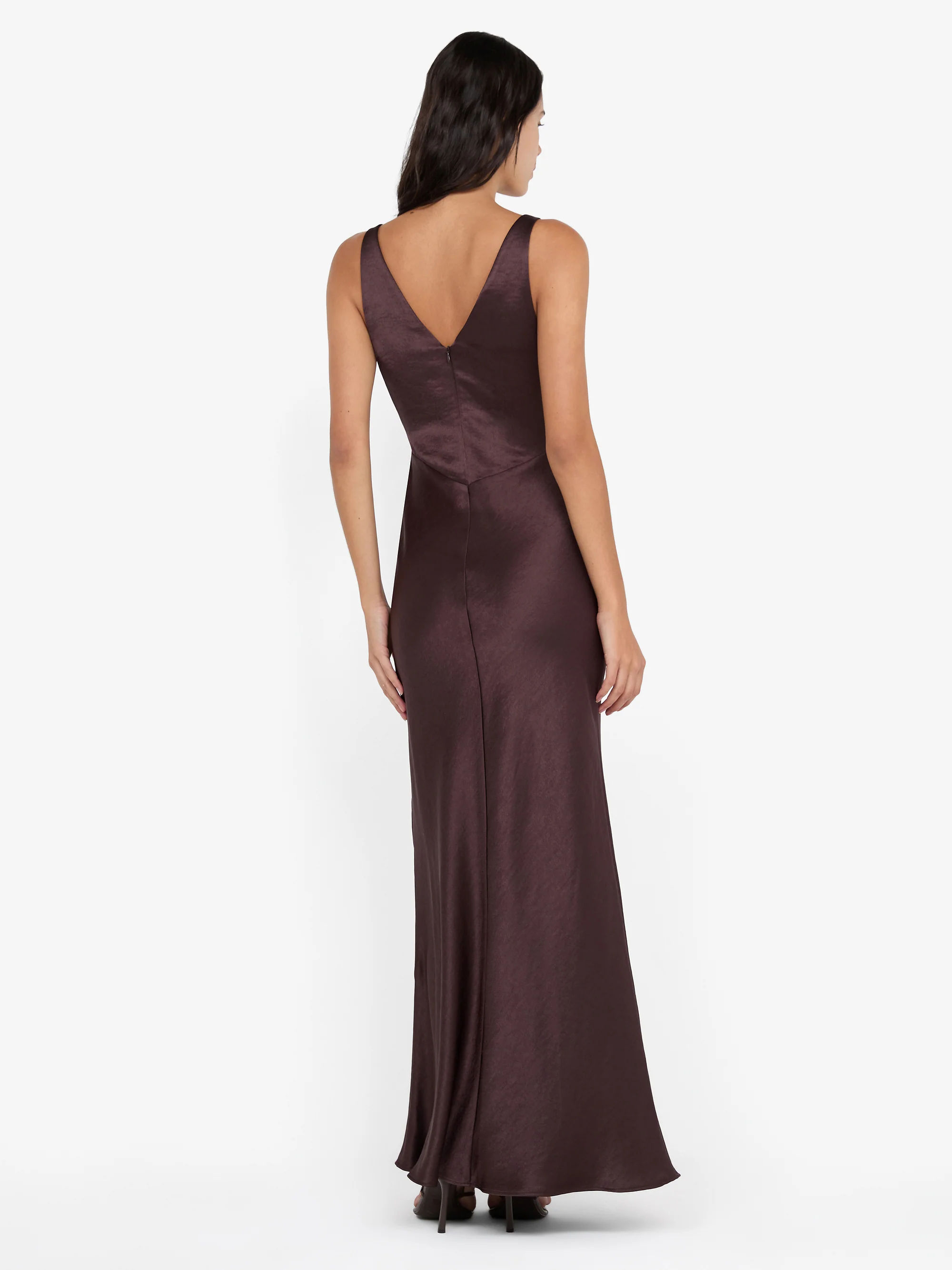AUSTEN V NECK MAXI DRESS - DARK CHOCOLATE - Image 3
