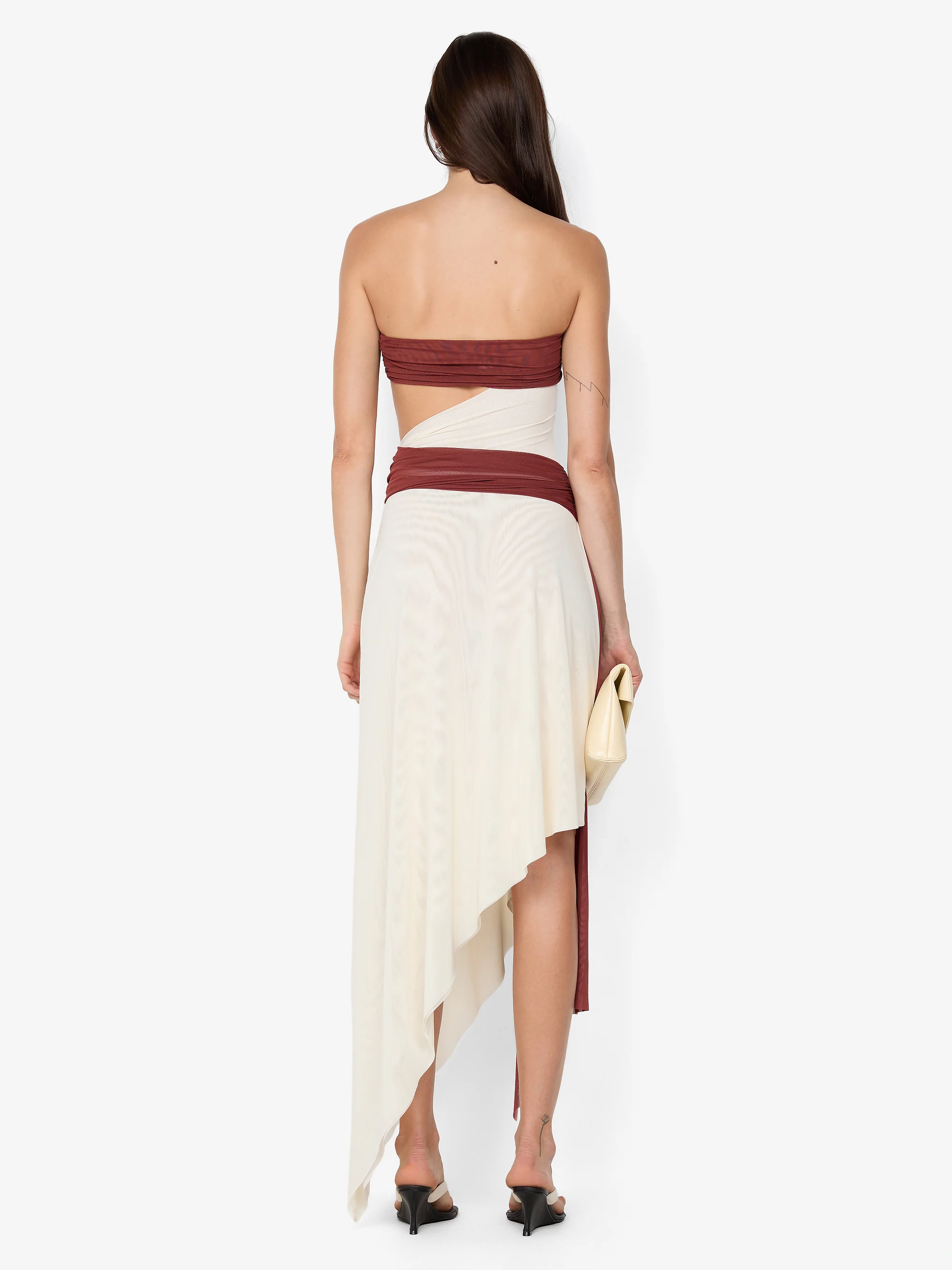 AYLA STRAPLESS DRESS - RUST / BUTTER CREAM - Image 5