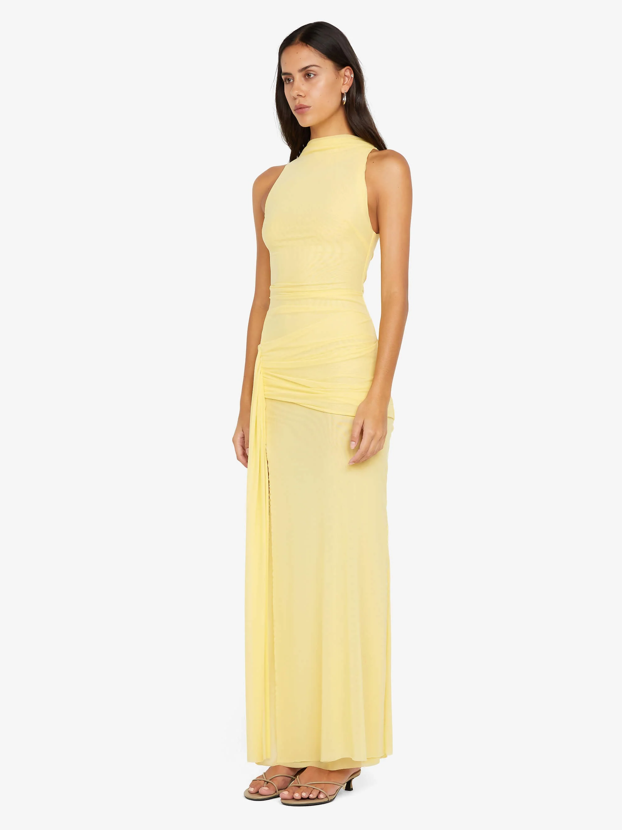 BLAINE DRAPE MAXI DRESS - BUTTER - Image 4