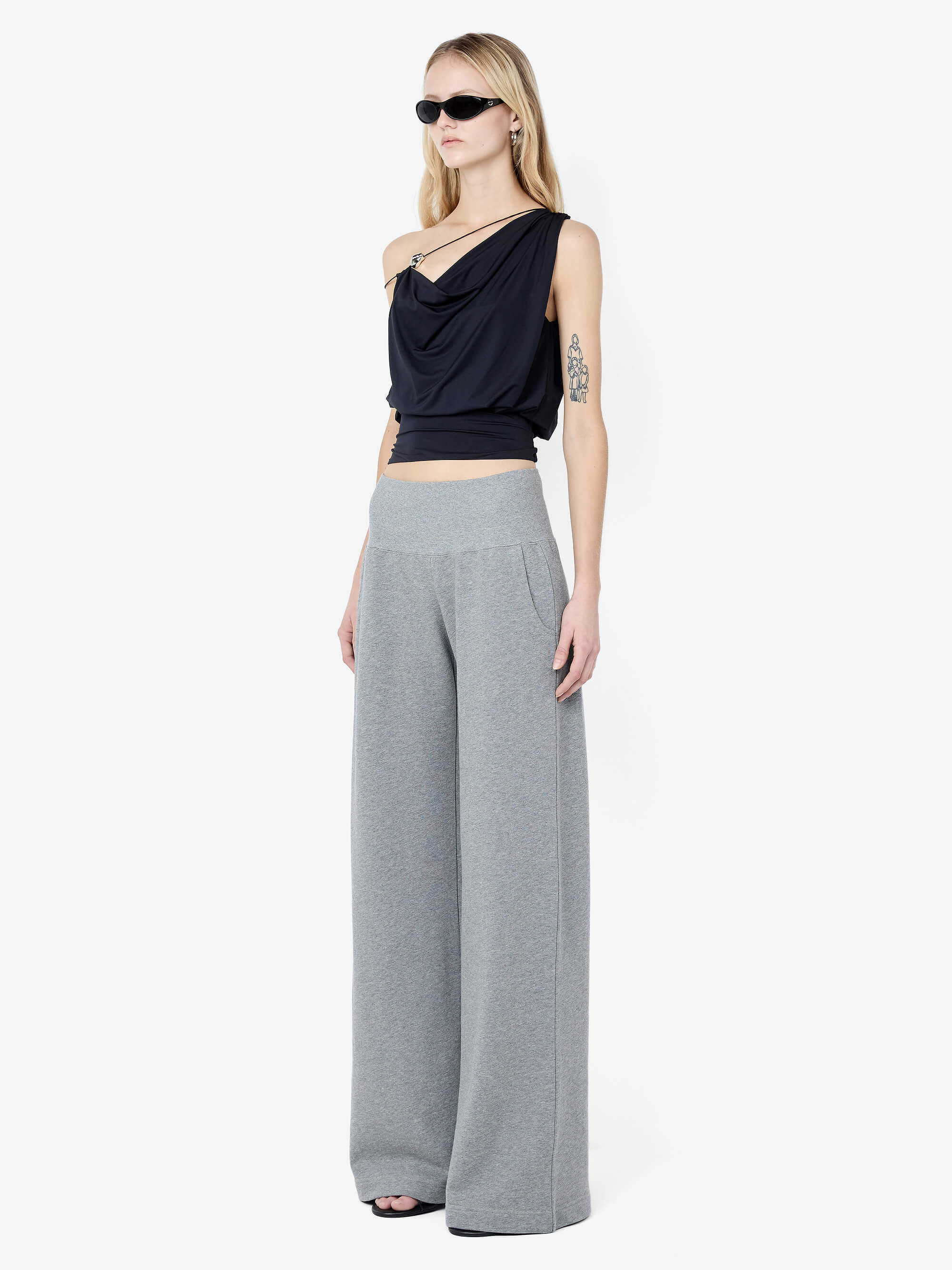 BRIGITTE COWL ASYM TOP - BLACK - Image 2