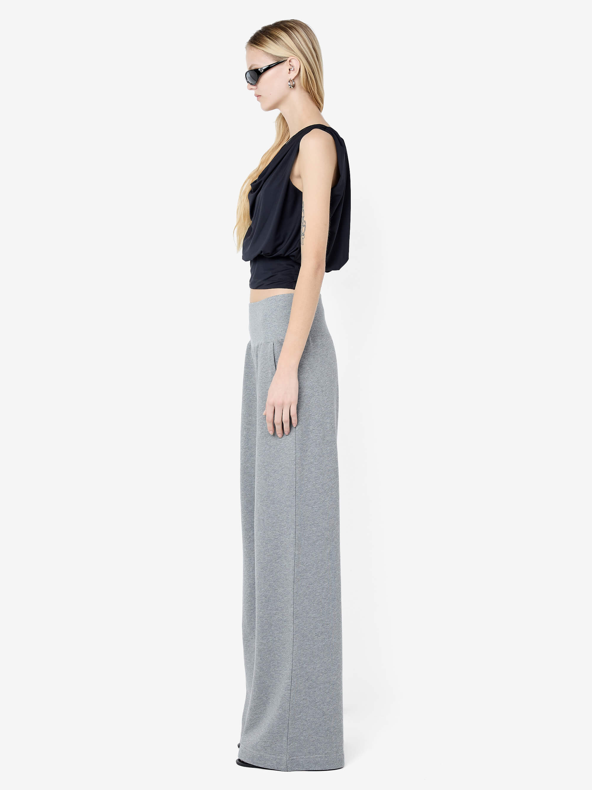 BRIGITTE COWL ASYM TOP - BLACK - Image 4