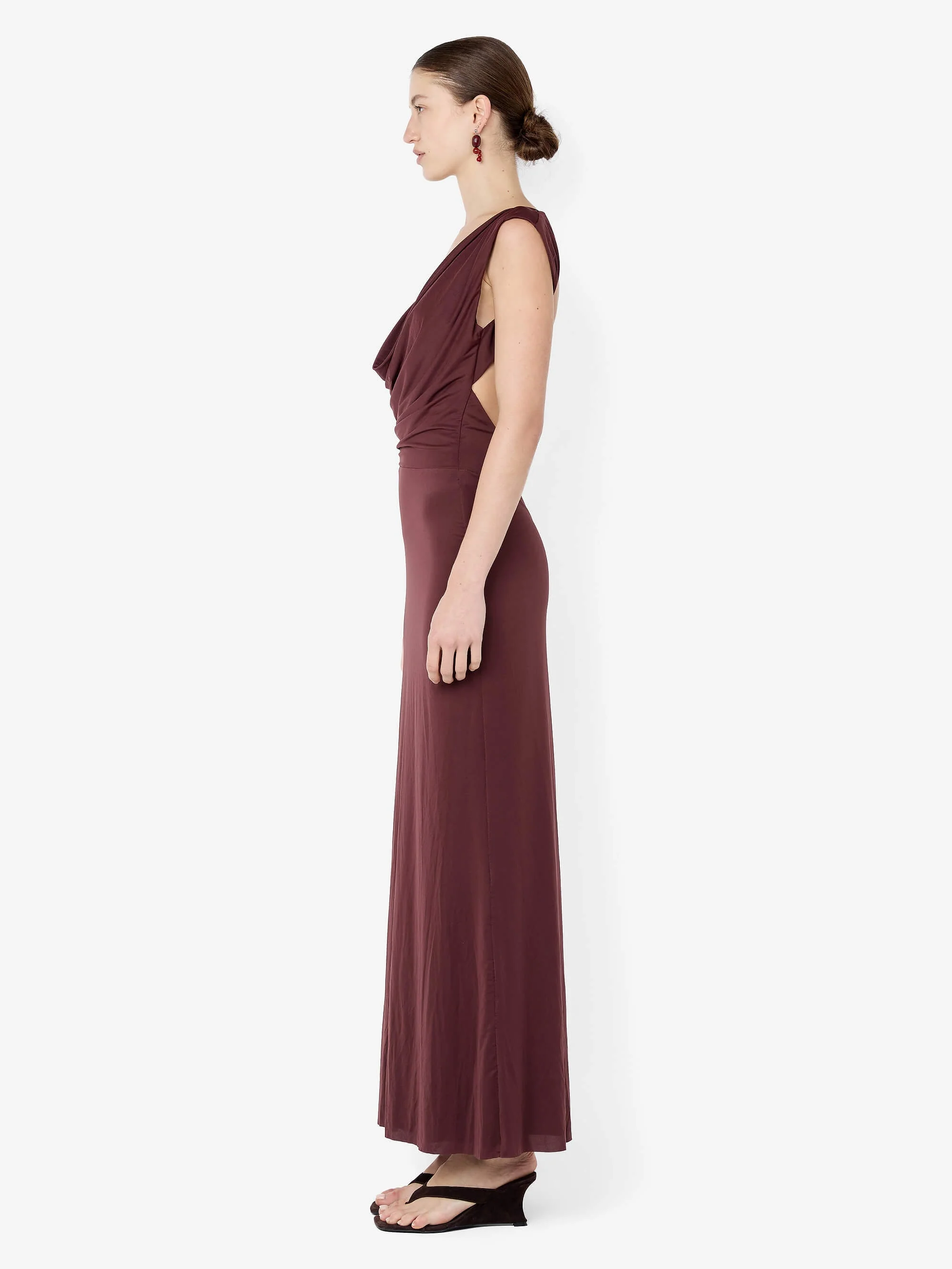 BRIGITTE COWL NECK MAXI DRESS - BLACKBERRY - Image 3