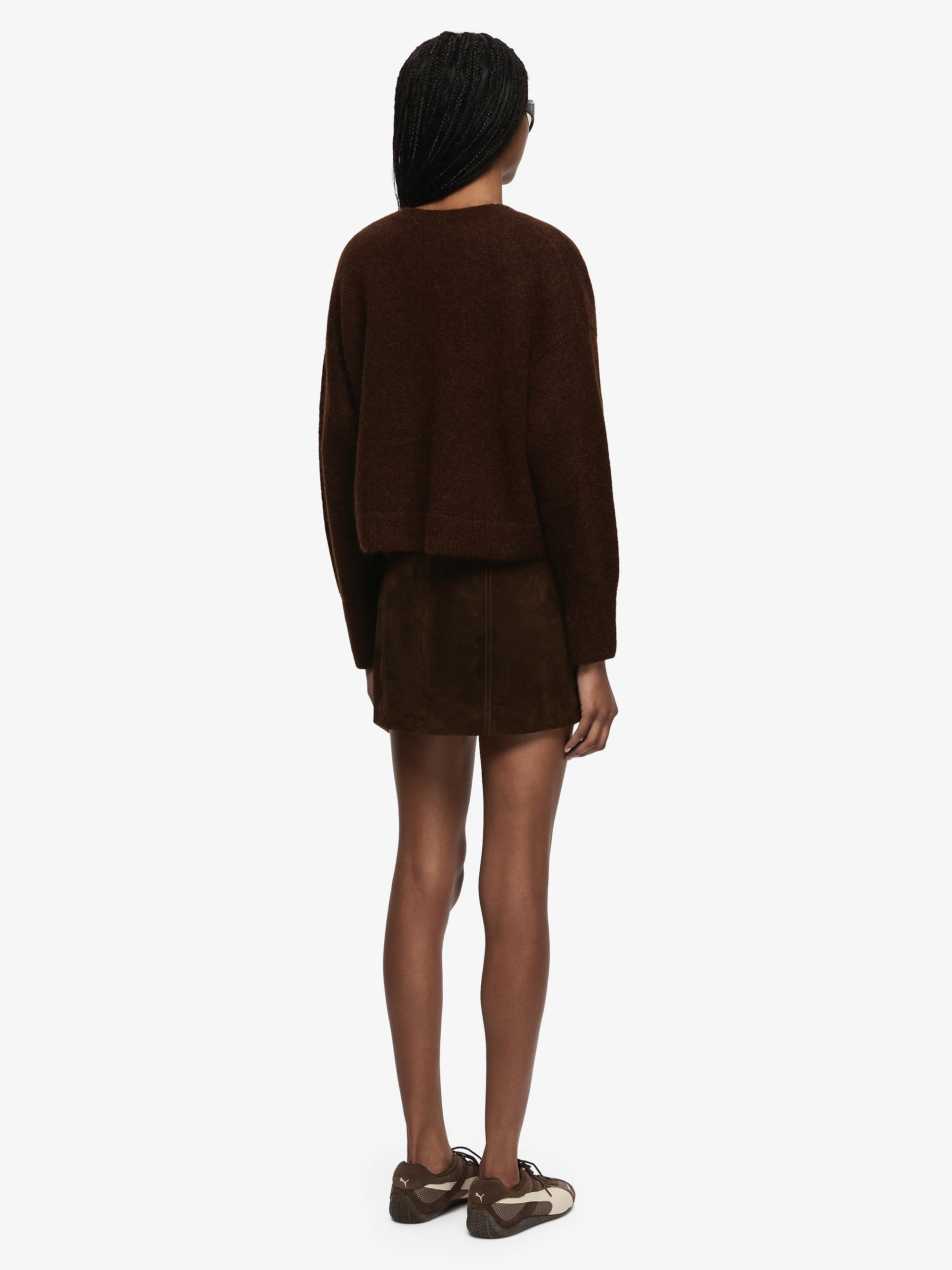 CAMPBELL V CROPPED JUMPER - DARK CHOCOLATE - Image 4
