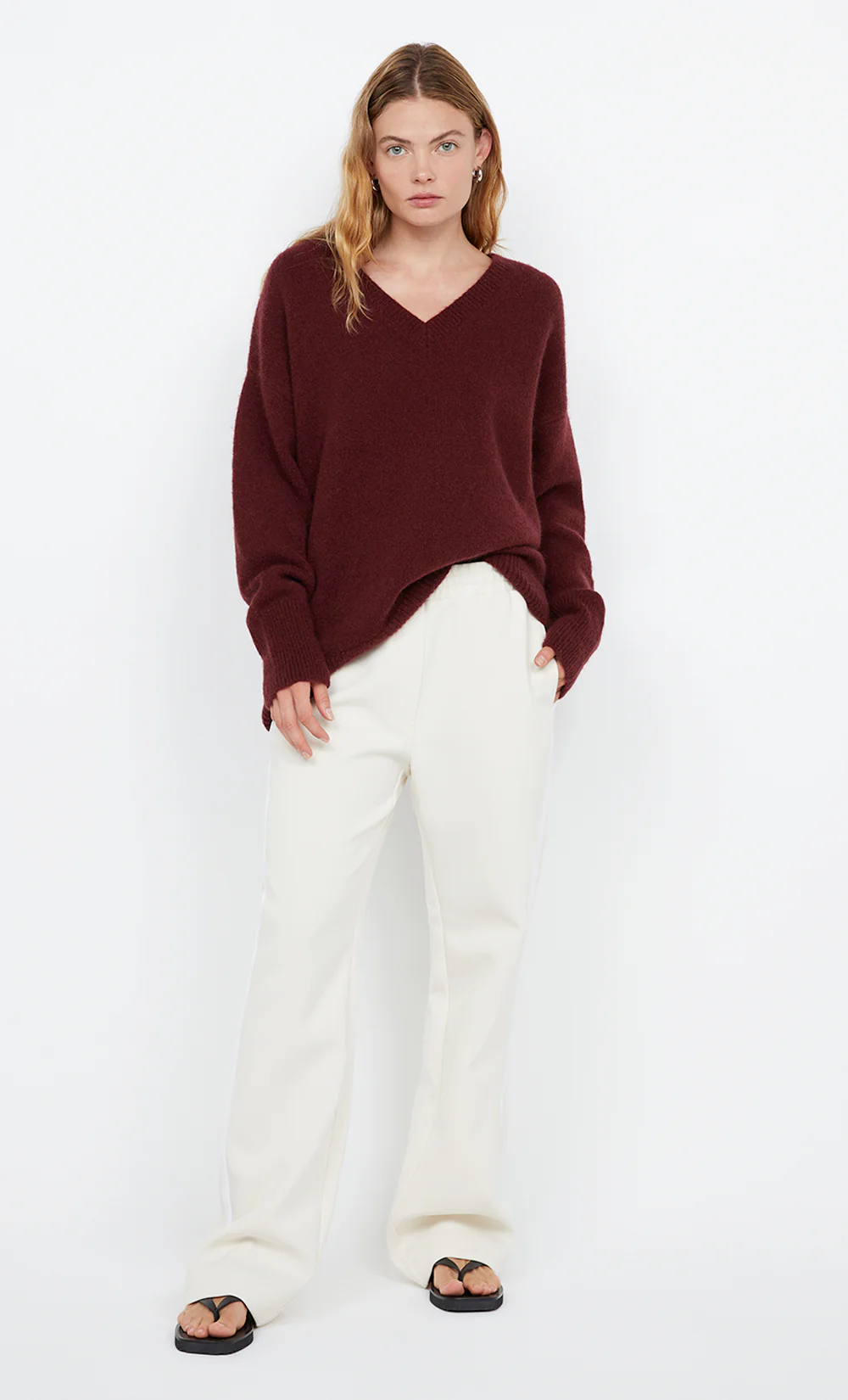CAMPBELL V NECK JUMPER - PLUM