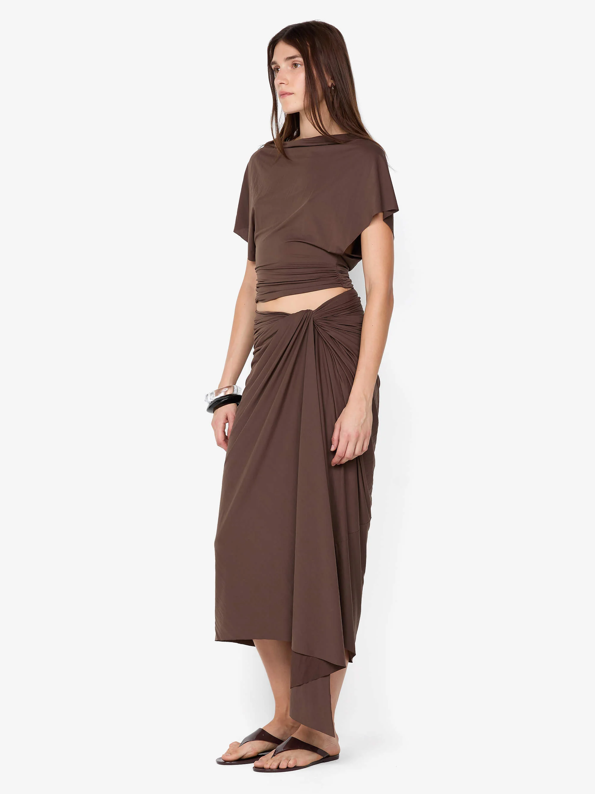 CLEMENTINE DRAPE SKIRT - MILK CHOCOLATE - Image 2