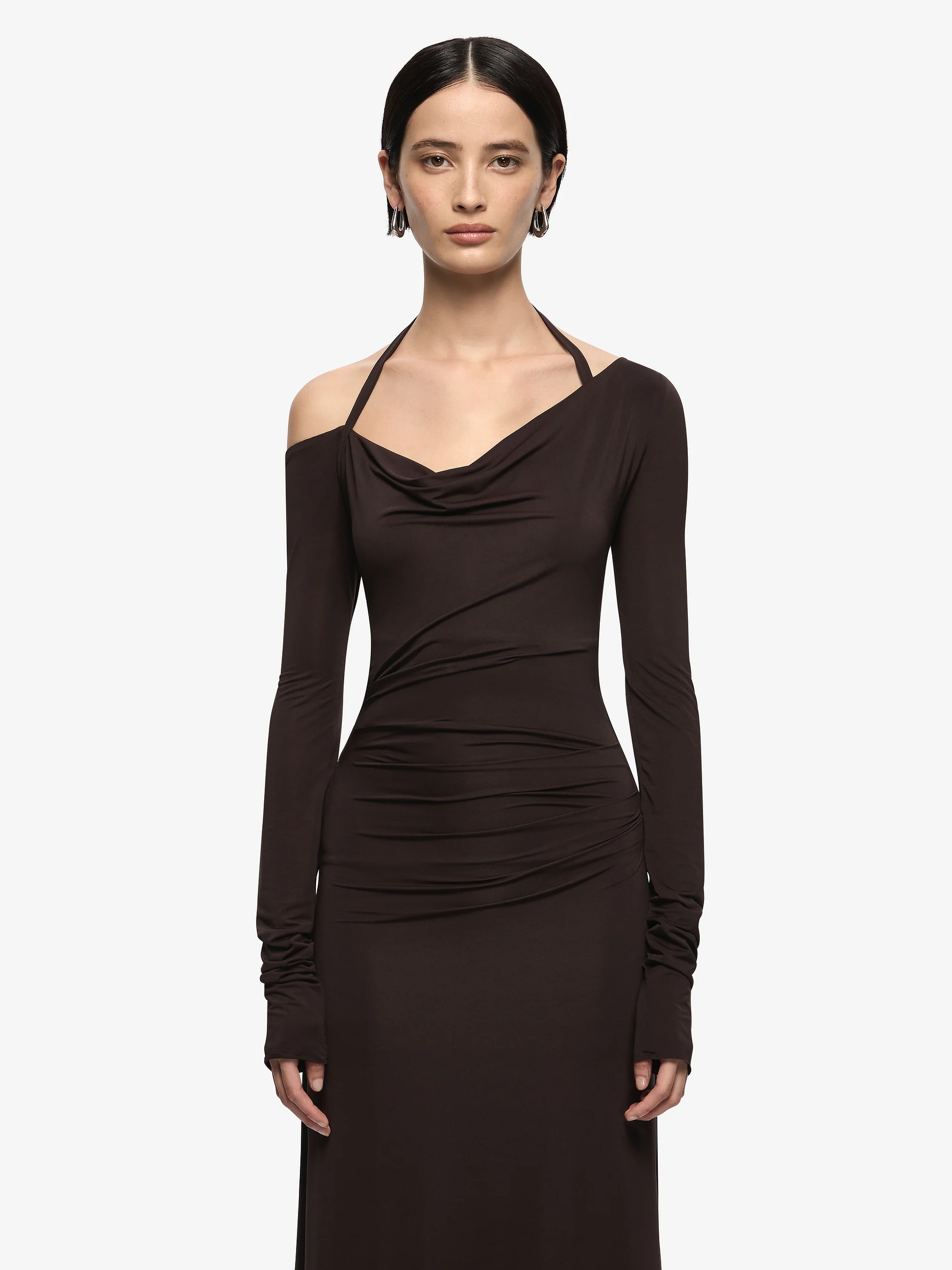 COURT LONG SLEEVE MAXI DRESS - DARK CHOCOLATE - Image 3