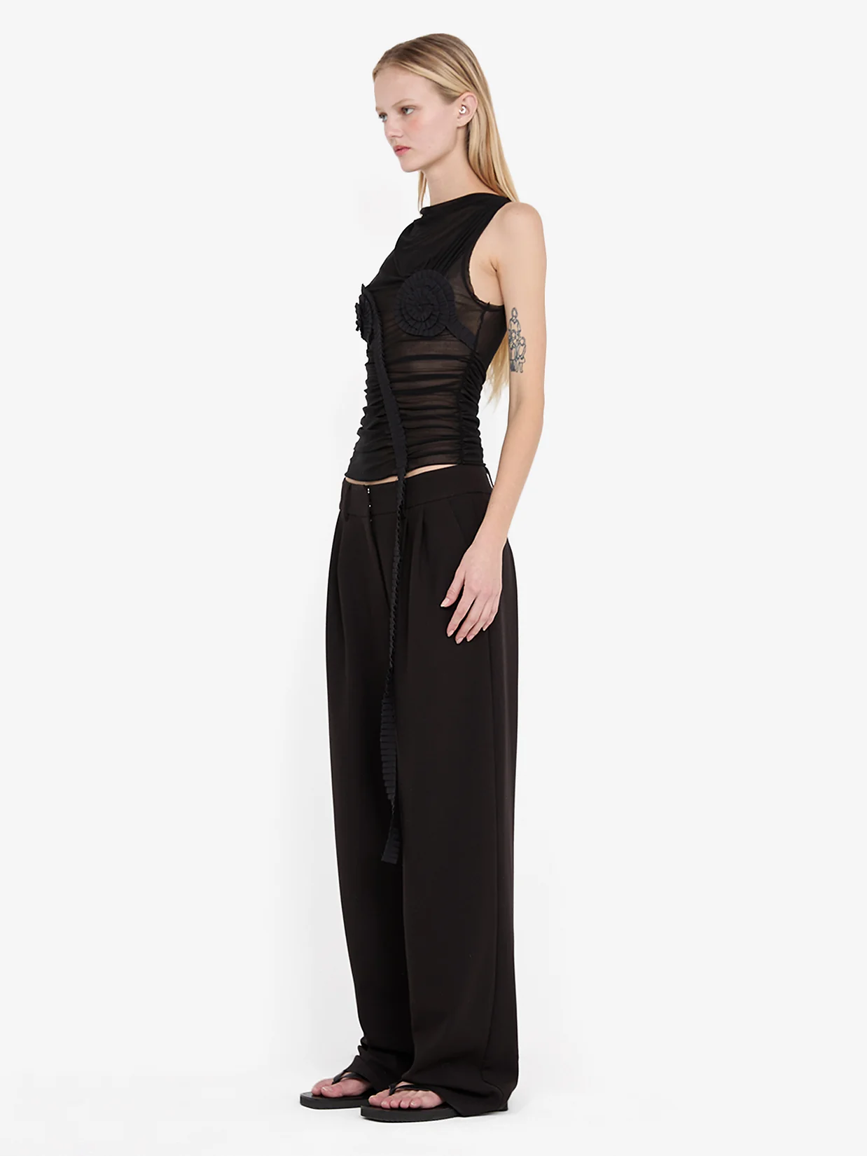 DANTE SPIRAL BOAT NECK TOP - BLACK - Image 3