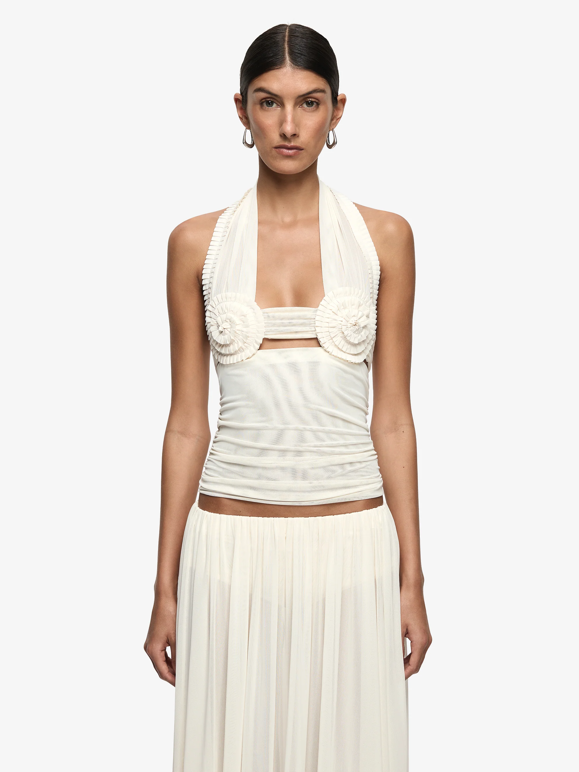 DANTE SPIRAL HALTER TOP - BUTTERCREAM