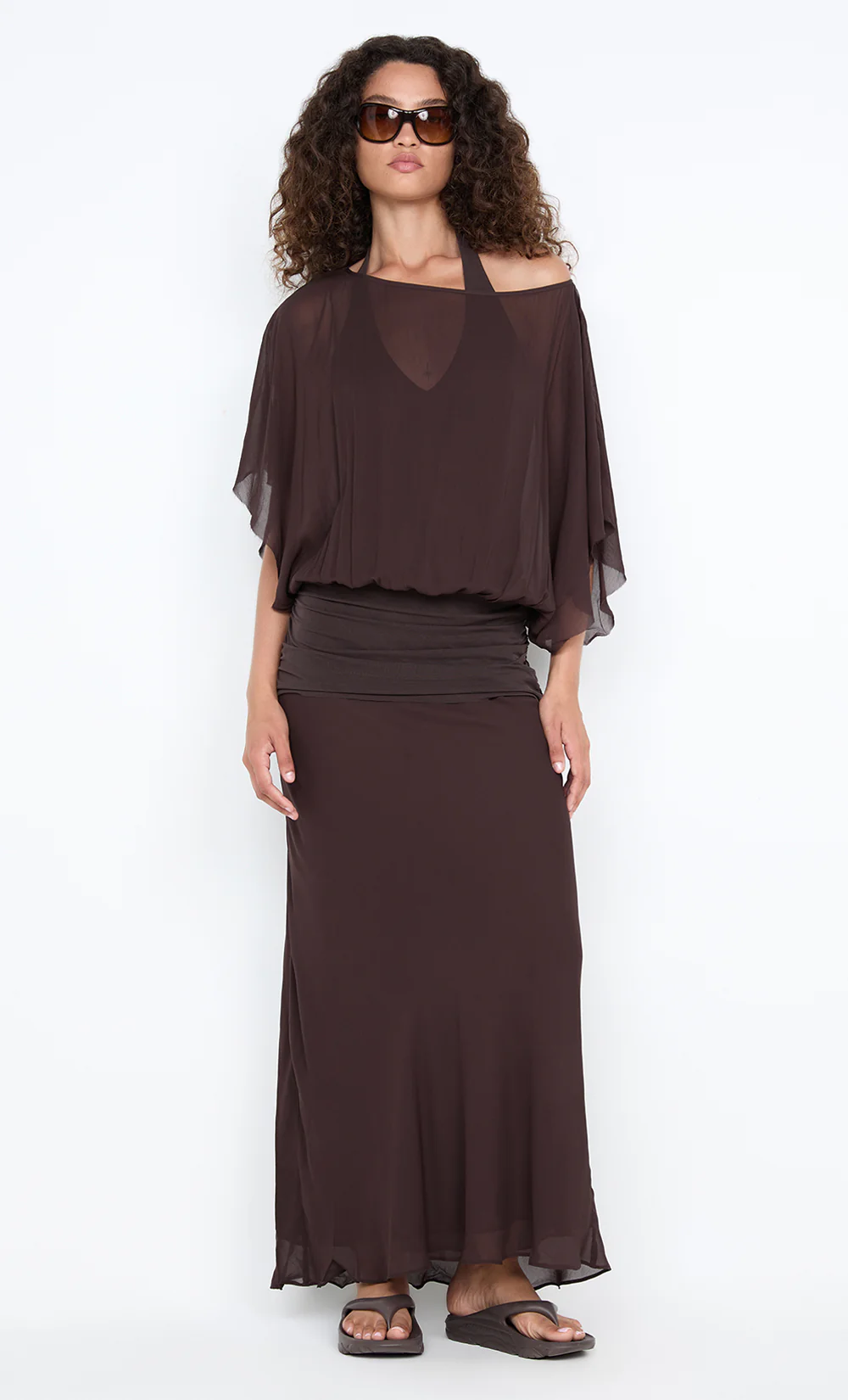 DELILAH OVERLAY MAXI DRESS - DARK CHOCOLATE - Image 3