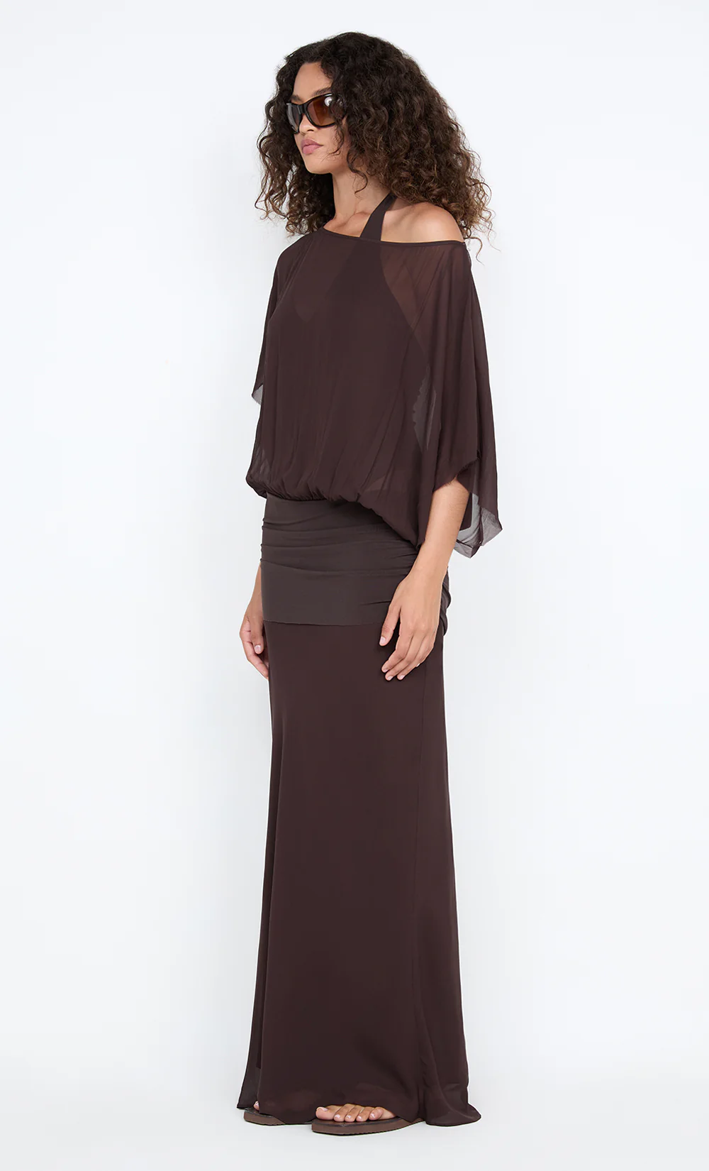 DELILAH OVERLAY MAXI DRESS - DARK CHOCOLATE - Image 4
