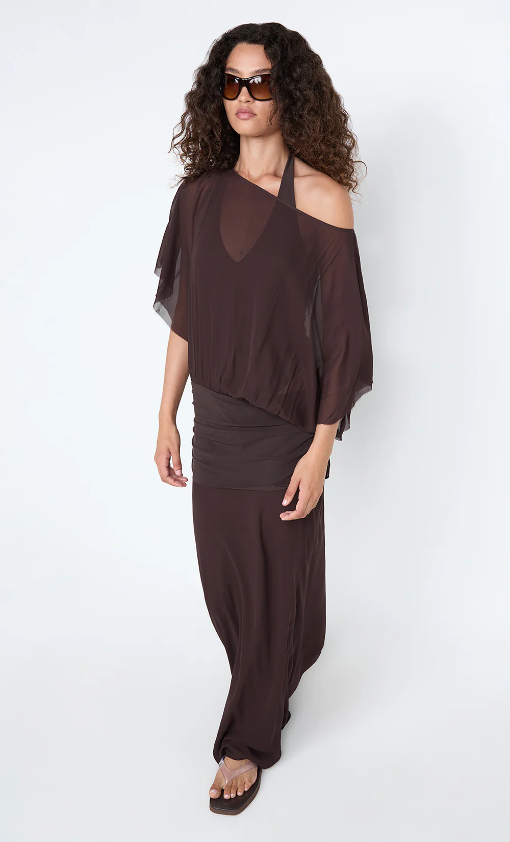 DELILAH OVERLAY MAXI DRESS - DARK CHOCOLATE - Image 7