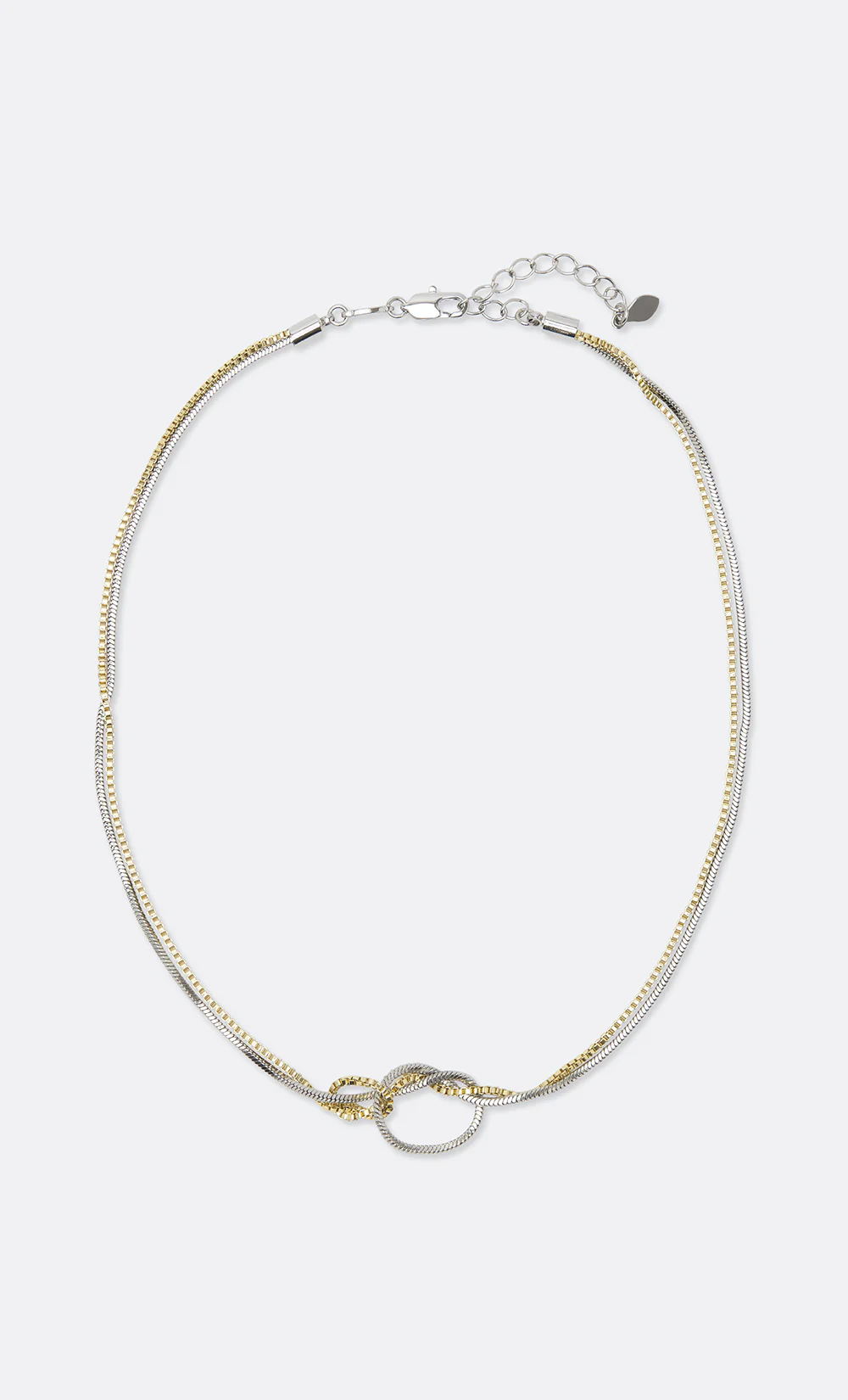 DUAL CHAIN KNOT NECKLACE - GOLD/SILVER