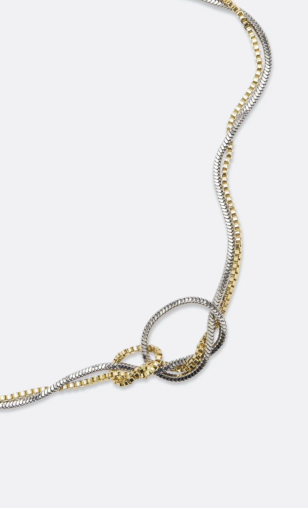 DUAL CHAIN KNOT NECKLACE - GOLD/SILVER - Image 2