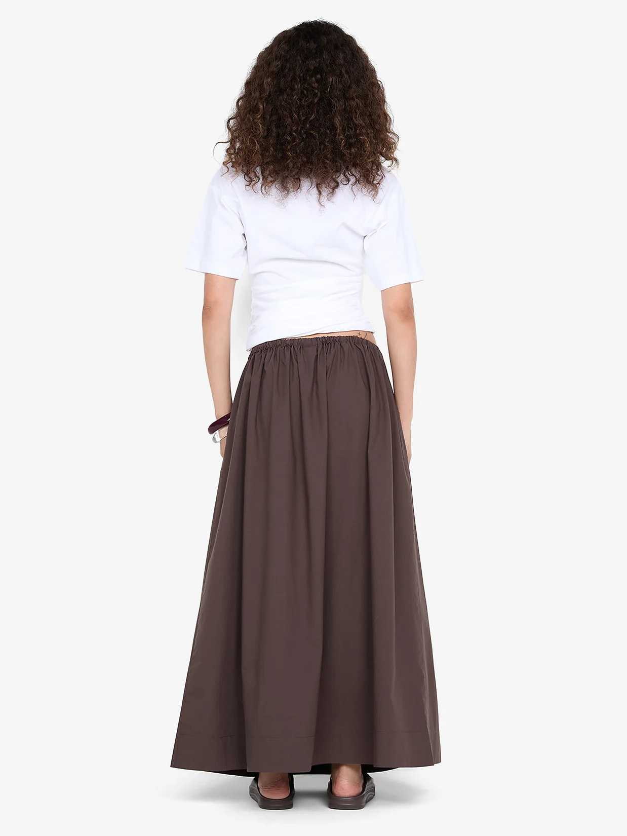ELEANOR DRAWCORD MAXI SKIRT - CHOC - Image 3
