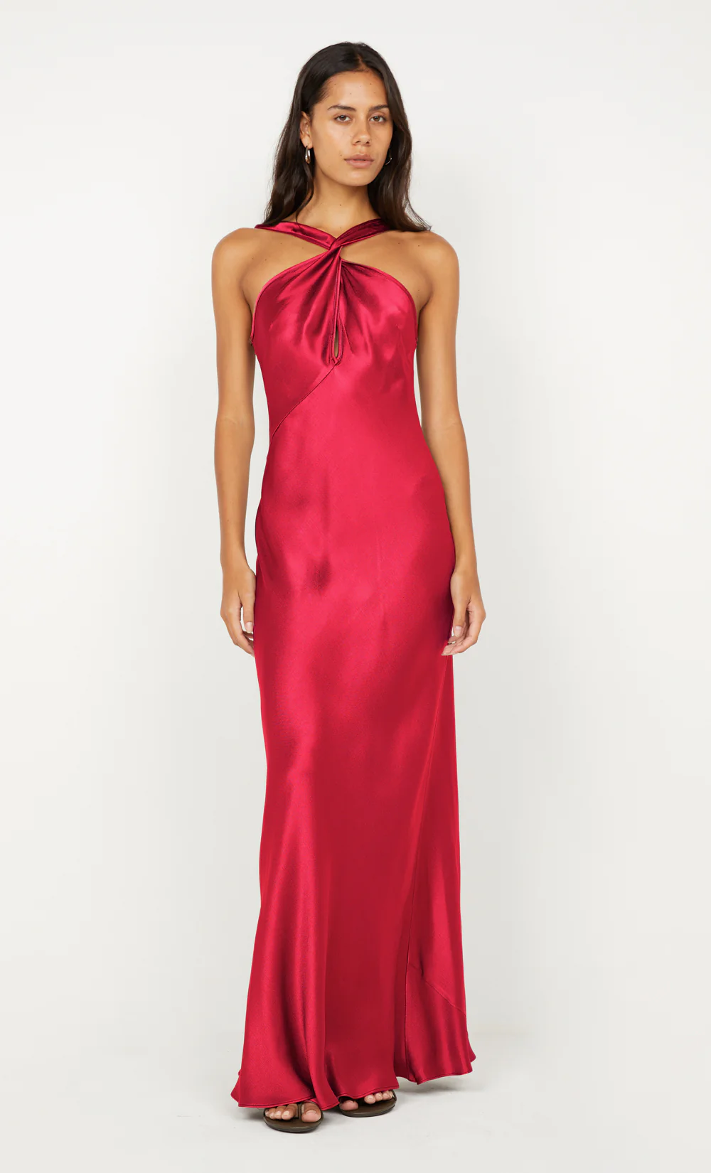 ELISIA TWIST MAXI DRESS - STRAWBERRY