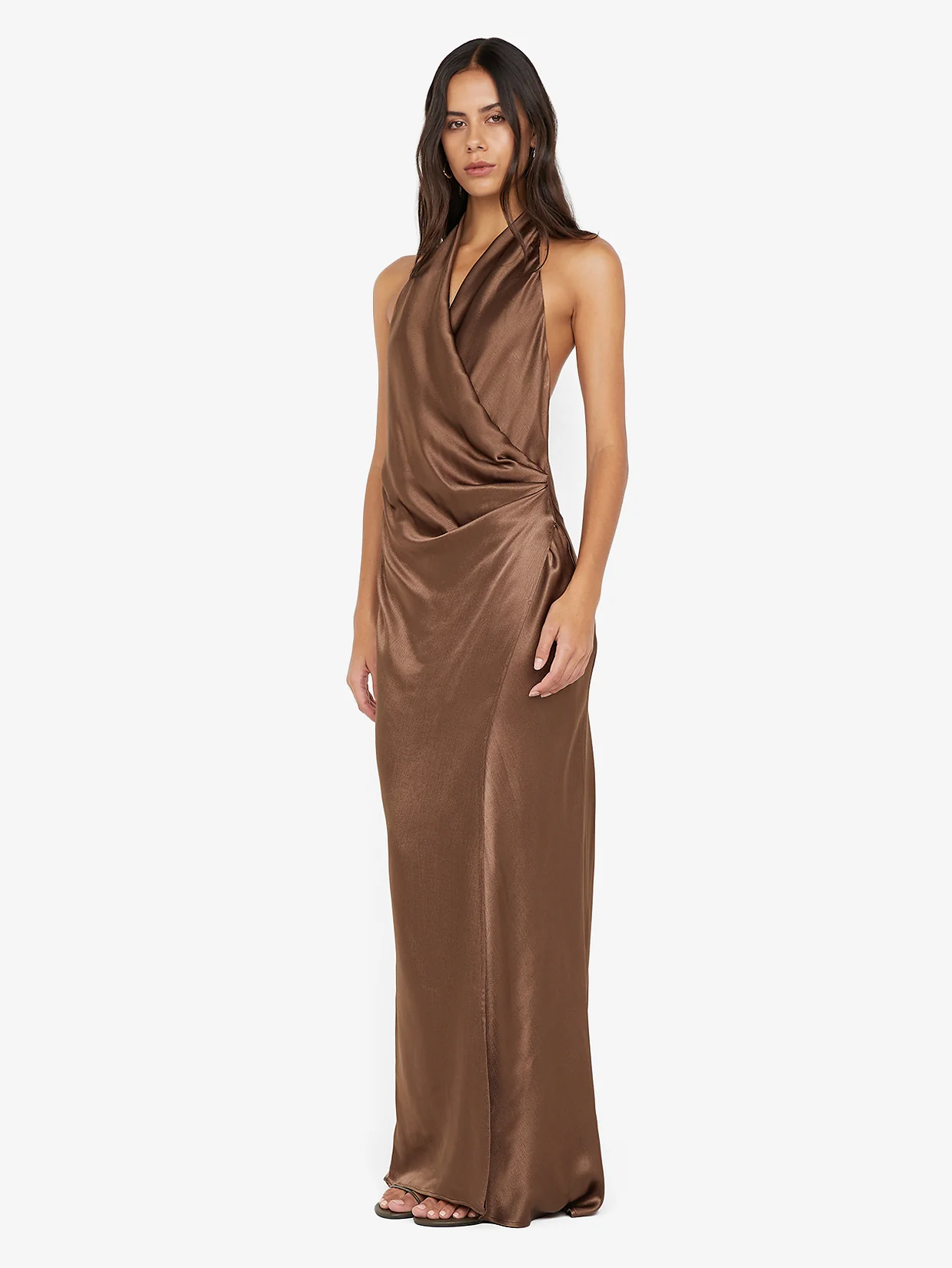 ELISIA WRAP MAXI DRESS - MILK CHOCOLATE - Image 2