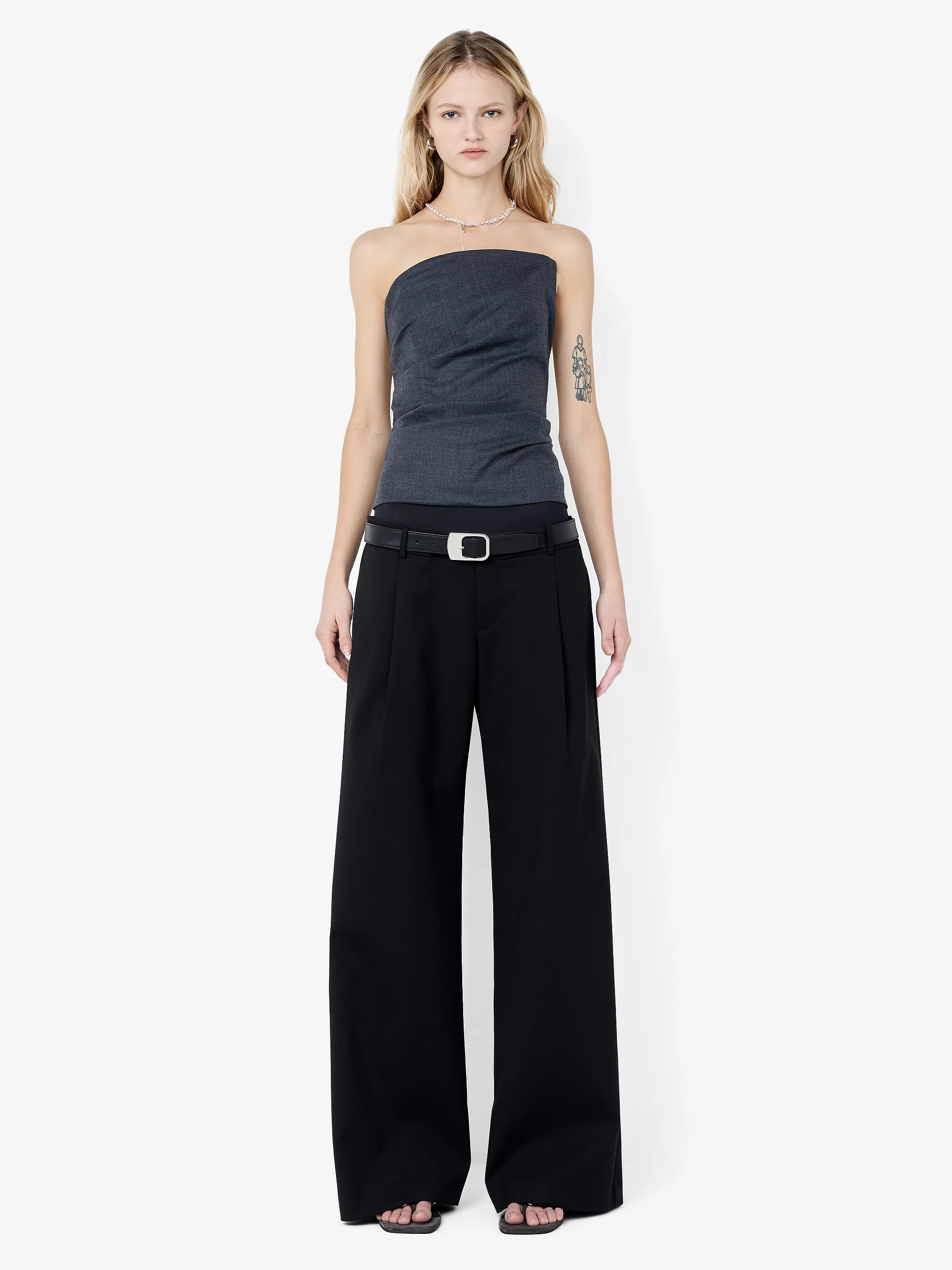 ELLIS ASYM STRAPLESS TOP - CHARCOAL
