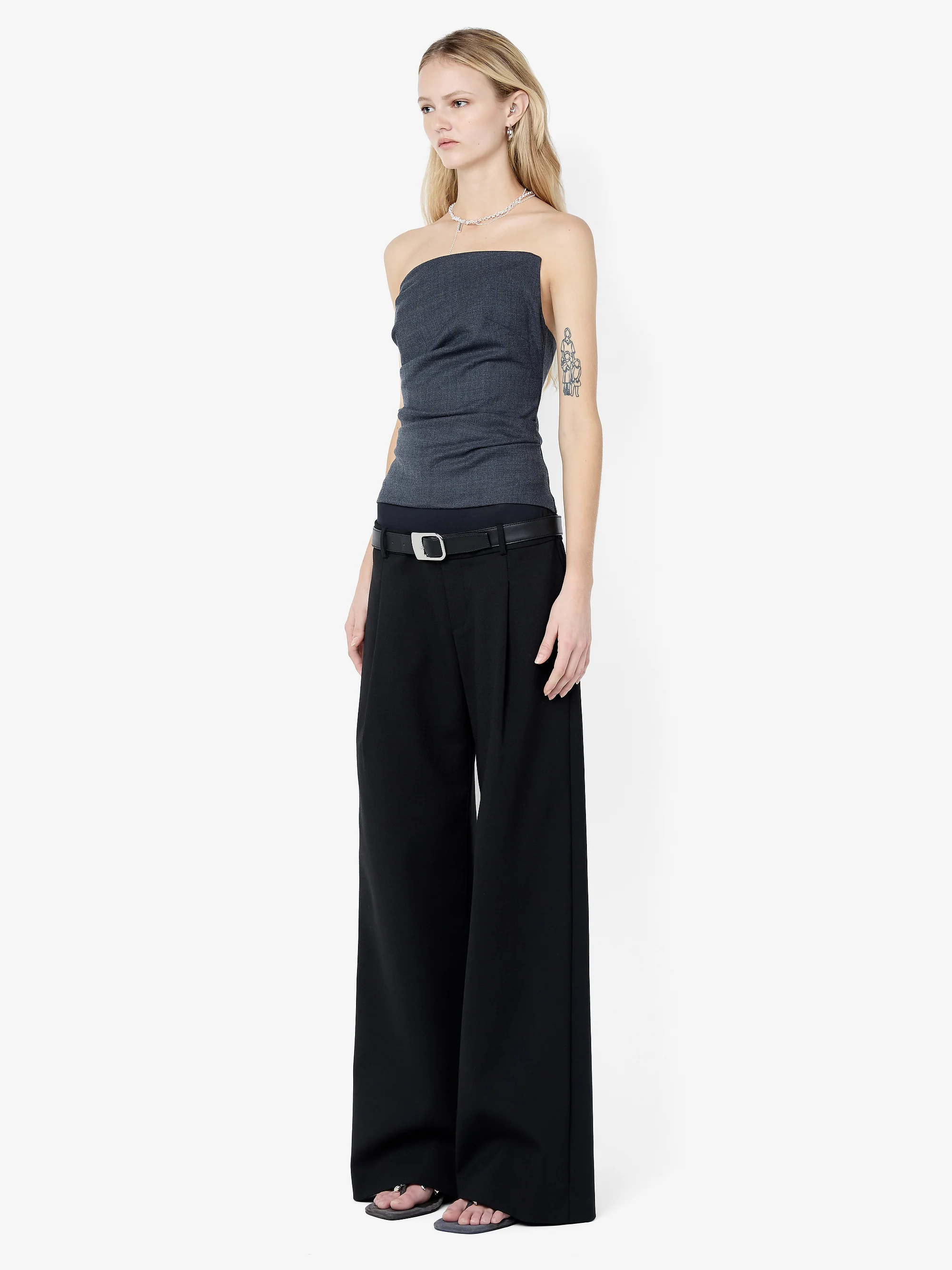 ELLIS ASYM STRAPLESS TOP - CHARCOAL - Image 2