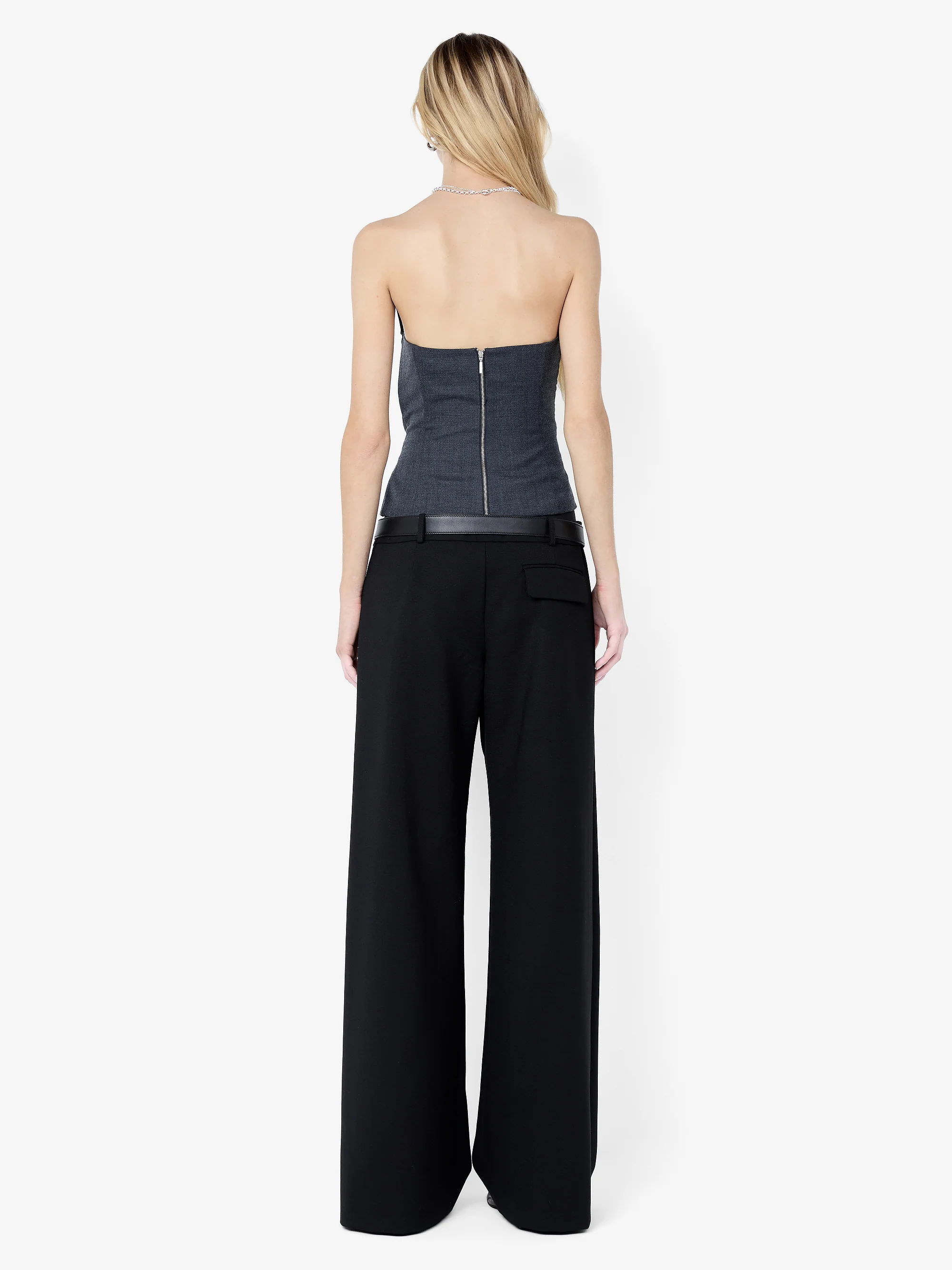 ELLIS ASYM STRAPLESS TOP - CHARCOAL - Image 4
