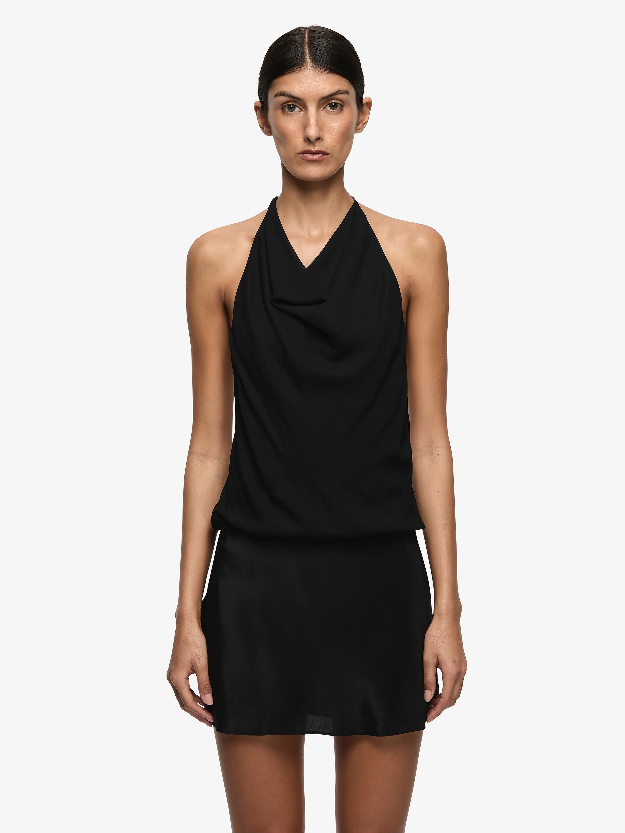 ELOISE HALTER MINI DRESS - BLACK - Image 3