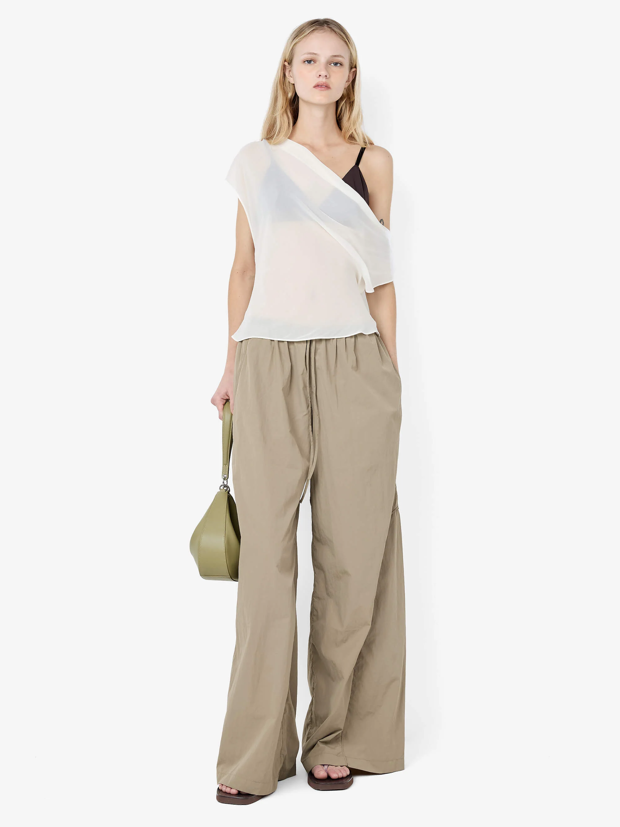 ELOISE LAYERED COWL TOP - SNOW/SLATE GREY - Image 3