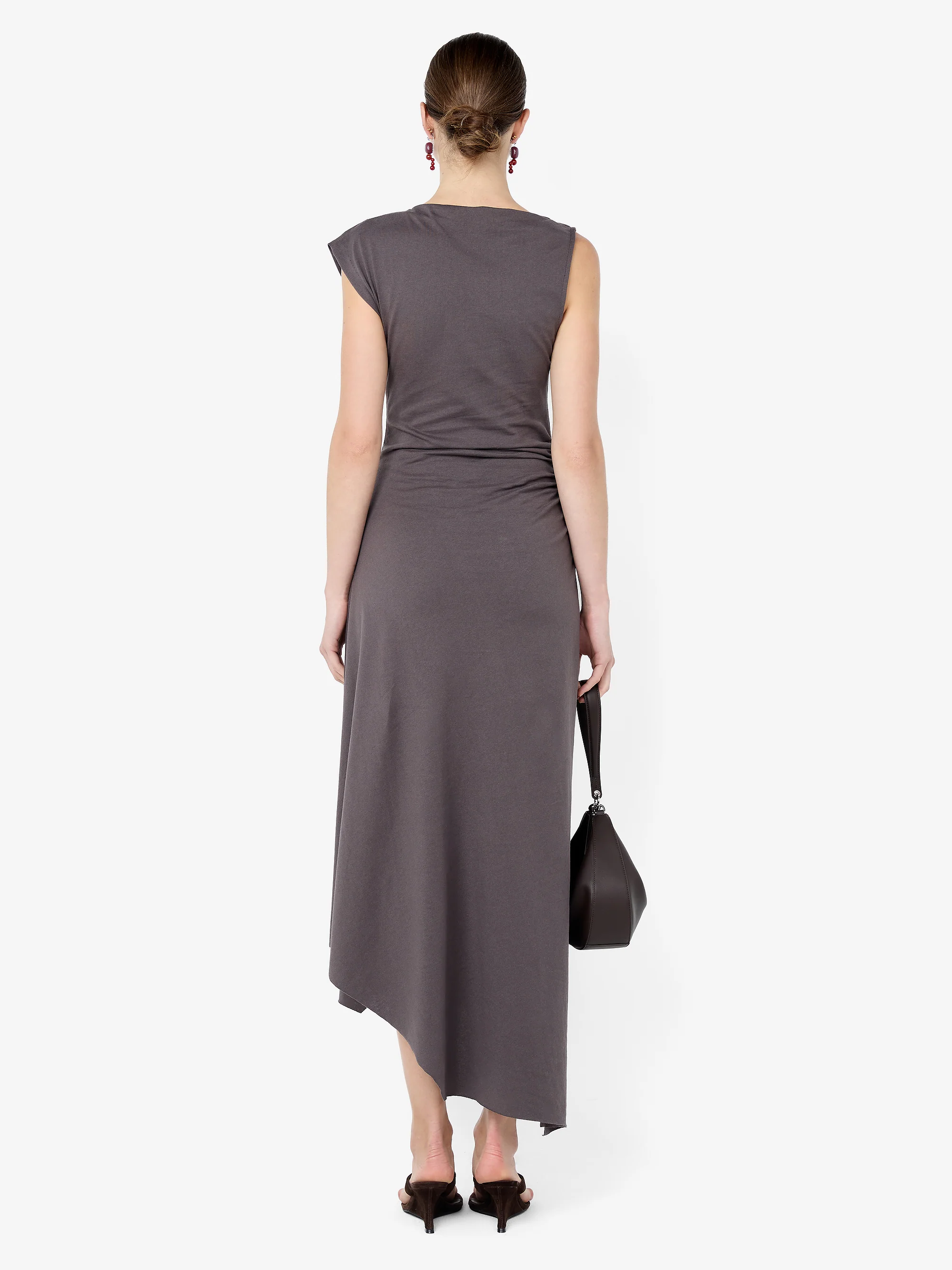 EMA ASYM DRESS - WASHED CHOC - Image 4