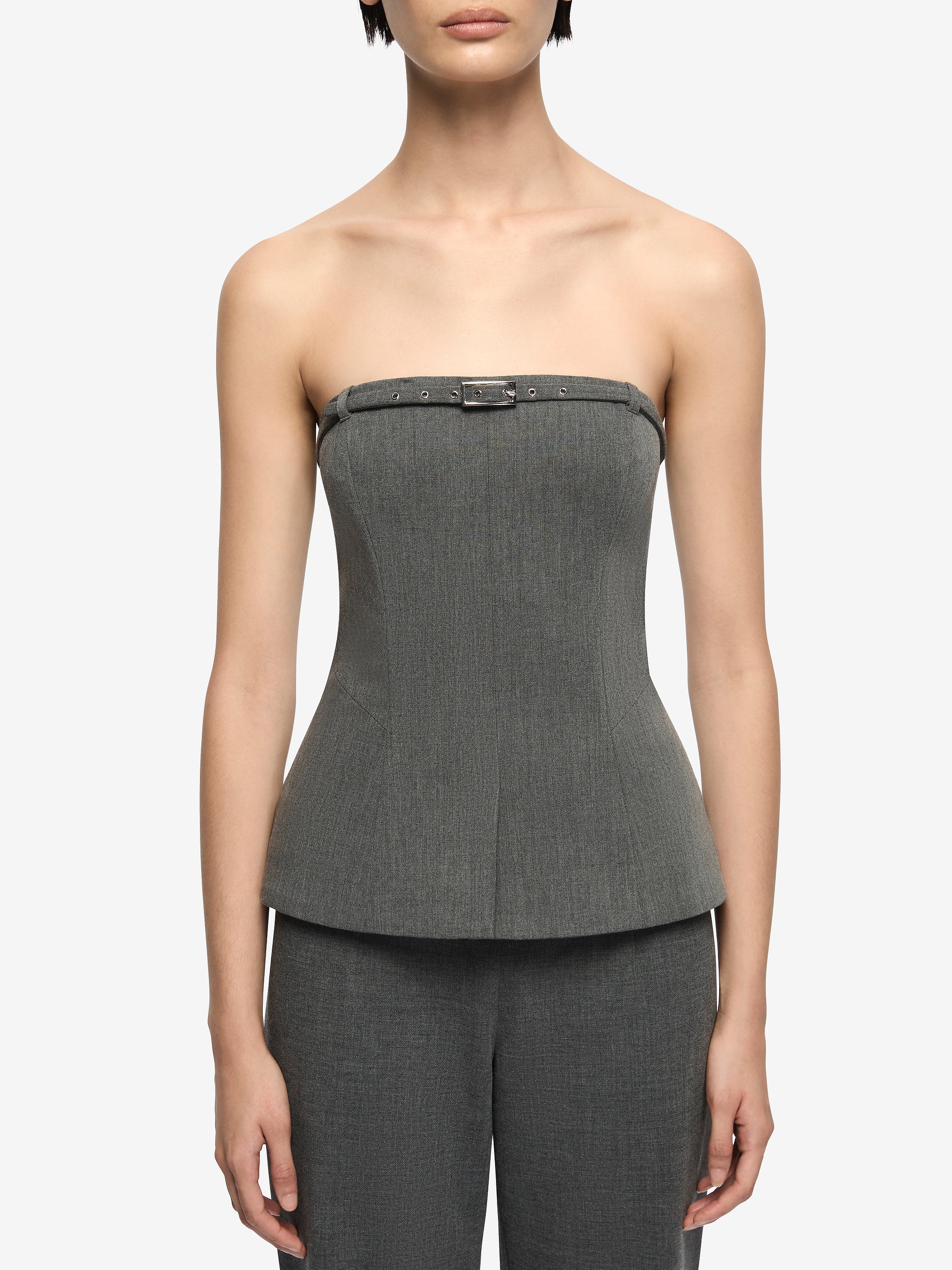 ESTELLE STRAPLESS TOP - CHARCOAL - Image 3