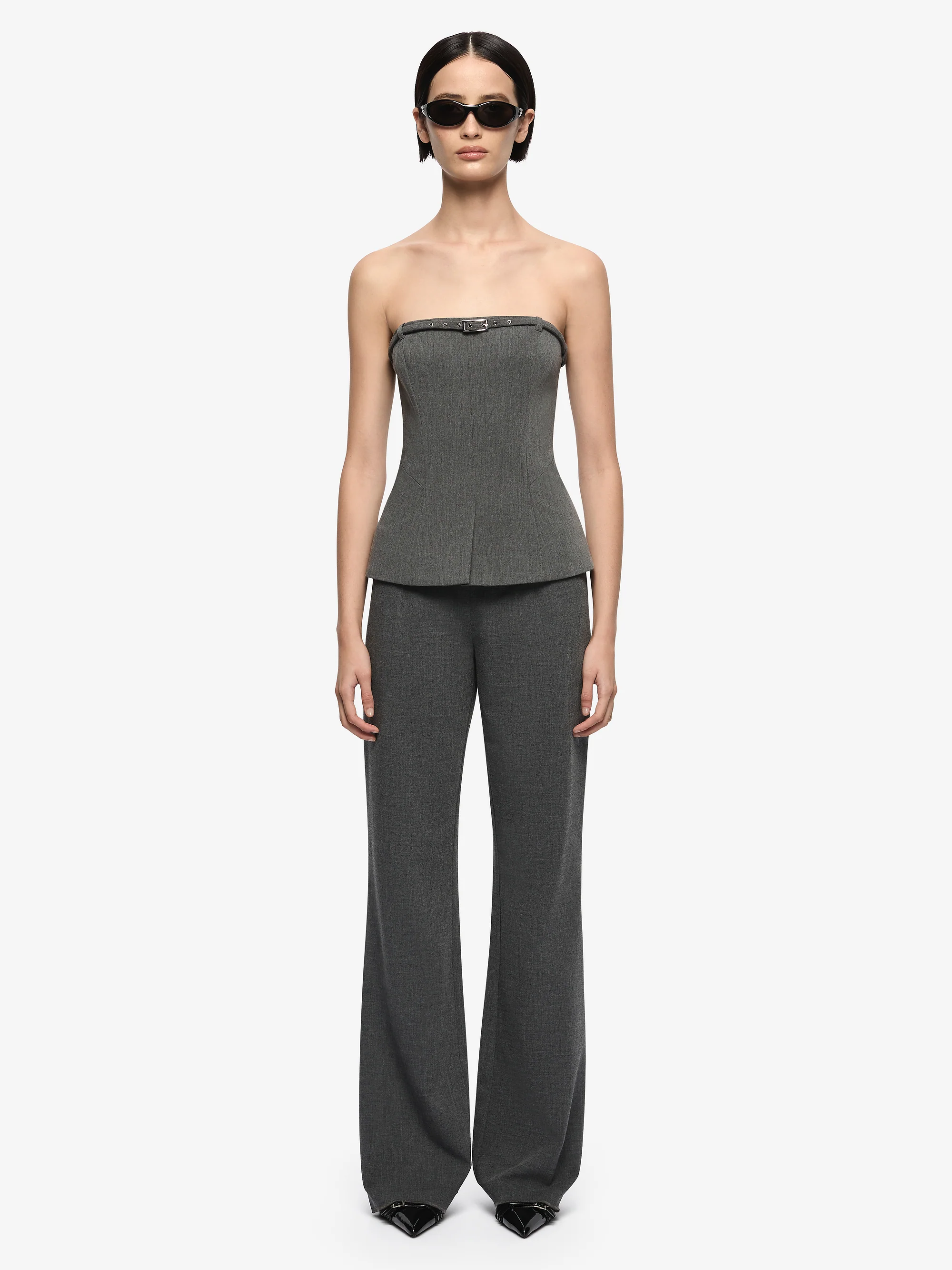 ESTELLE STRAPLESS TOP - CHARCOAL - Image 4