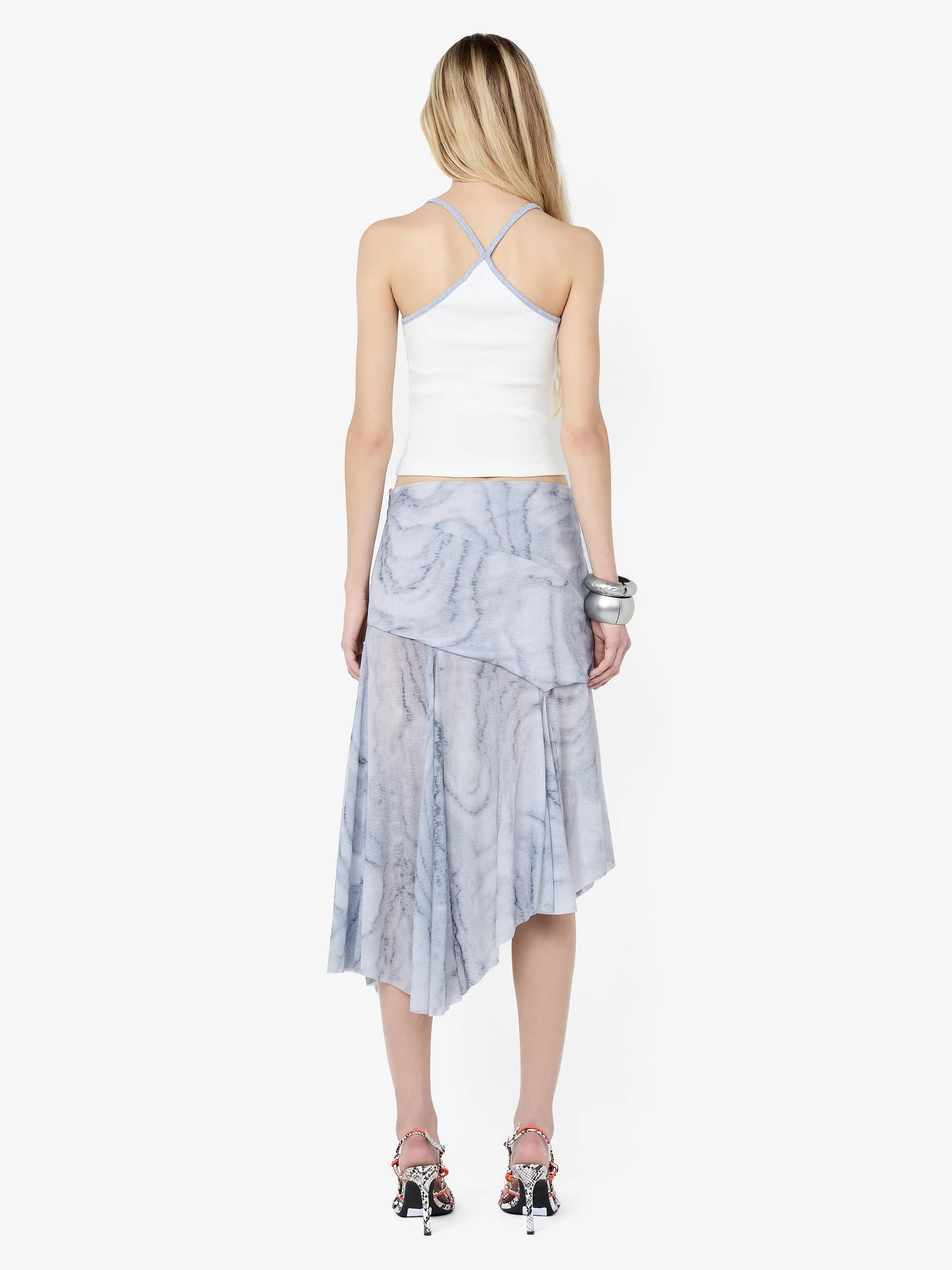 ETIENNE ASYM MIDI SKIRT - WOODGRAIN - Image 4