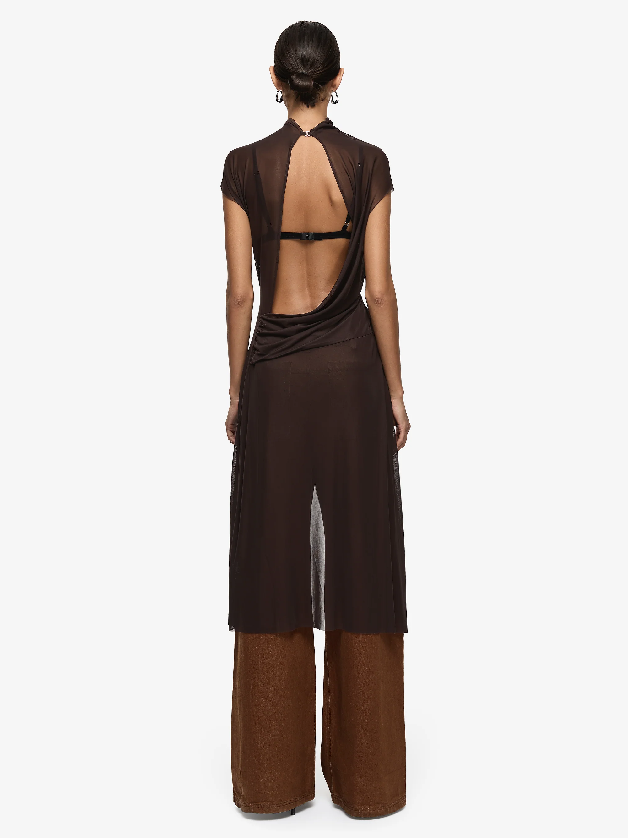 EVA SPLIT TUNIC TOP - DARK CHOCOLATE - Image 3