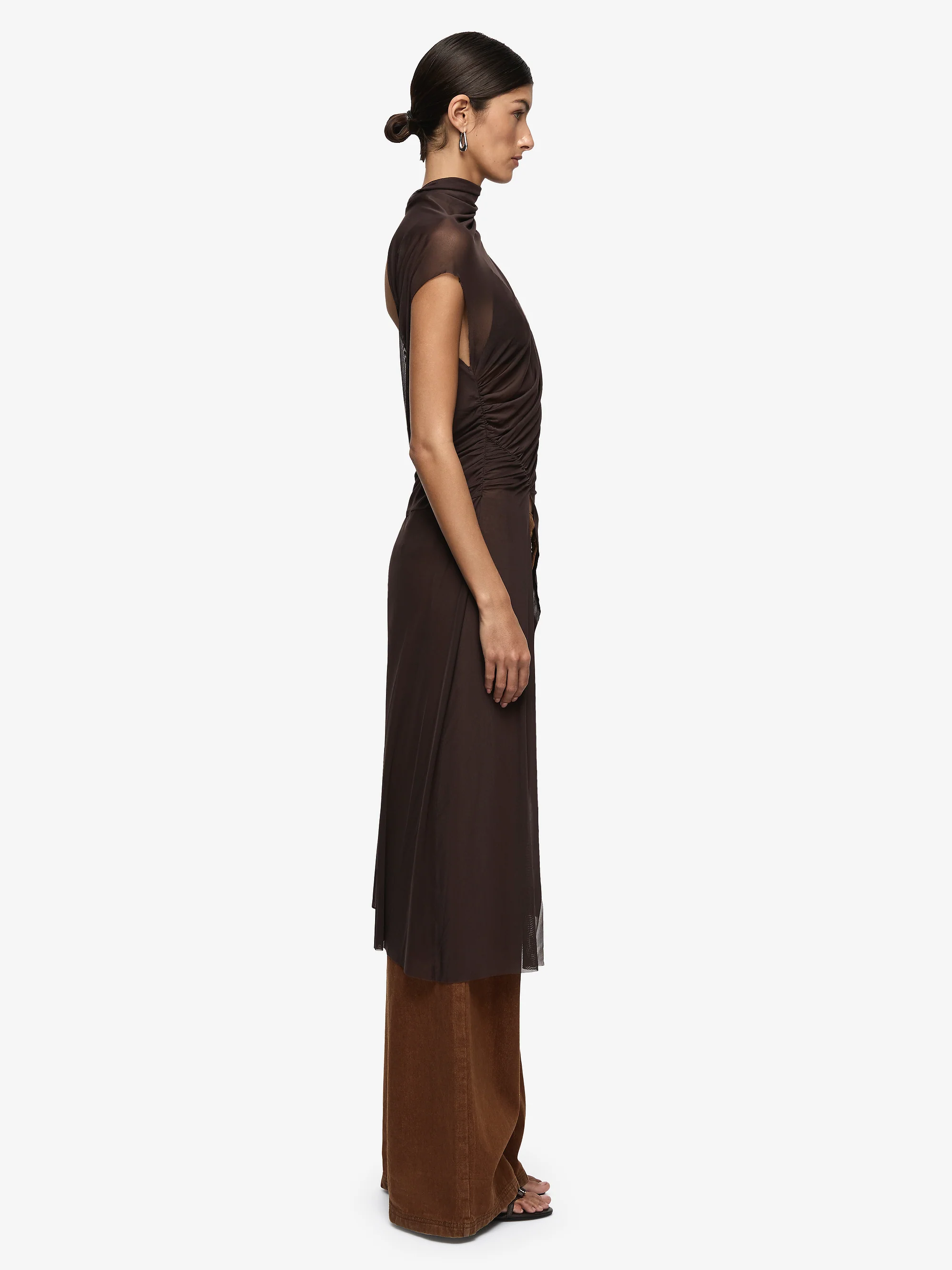 EVA SPLIT TUNIC TOP - DARK CHOCOLATE - Image 5