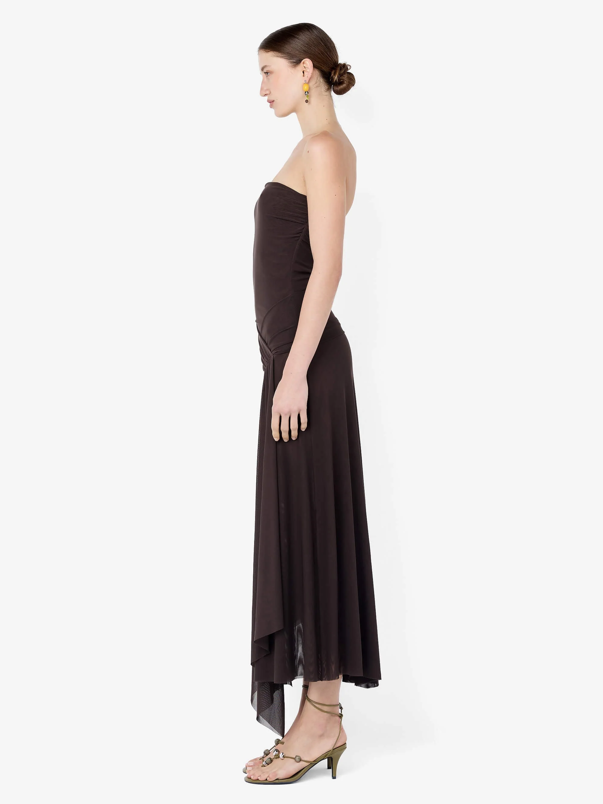 EVA STRAPLESS MIDI DRESS - DARK CHOCOLATE - Image 2