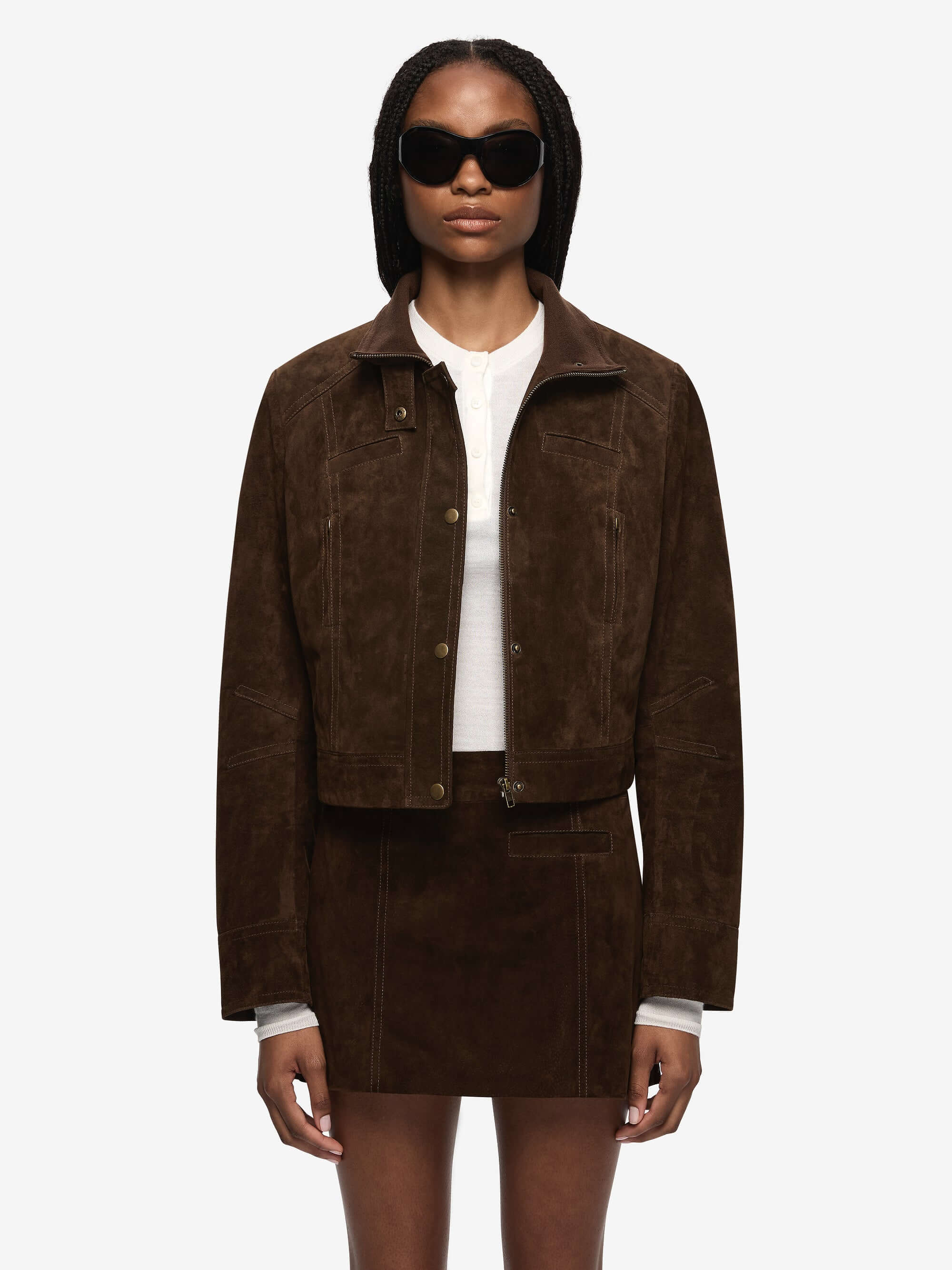 HUNTER SUEDE MINI SKIRT - DARK CHOCOLATE