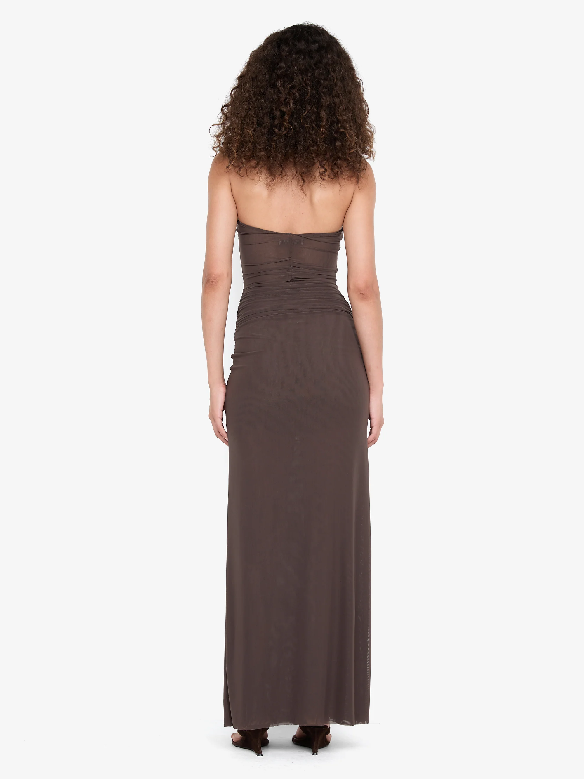 IDA STRAPLESS DRESS - MILK CHOCOLATE - Image 4